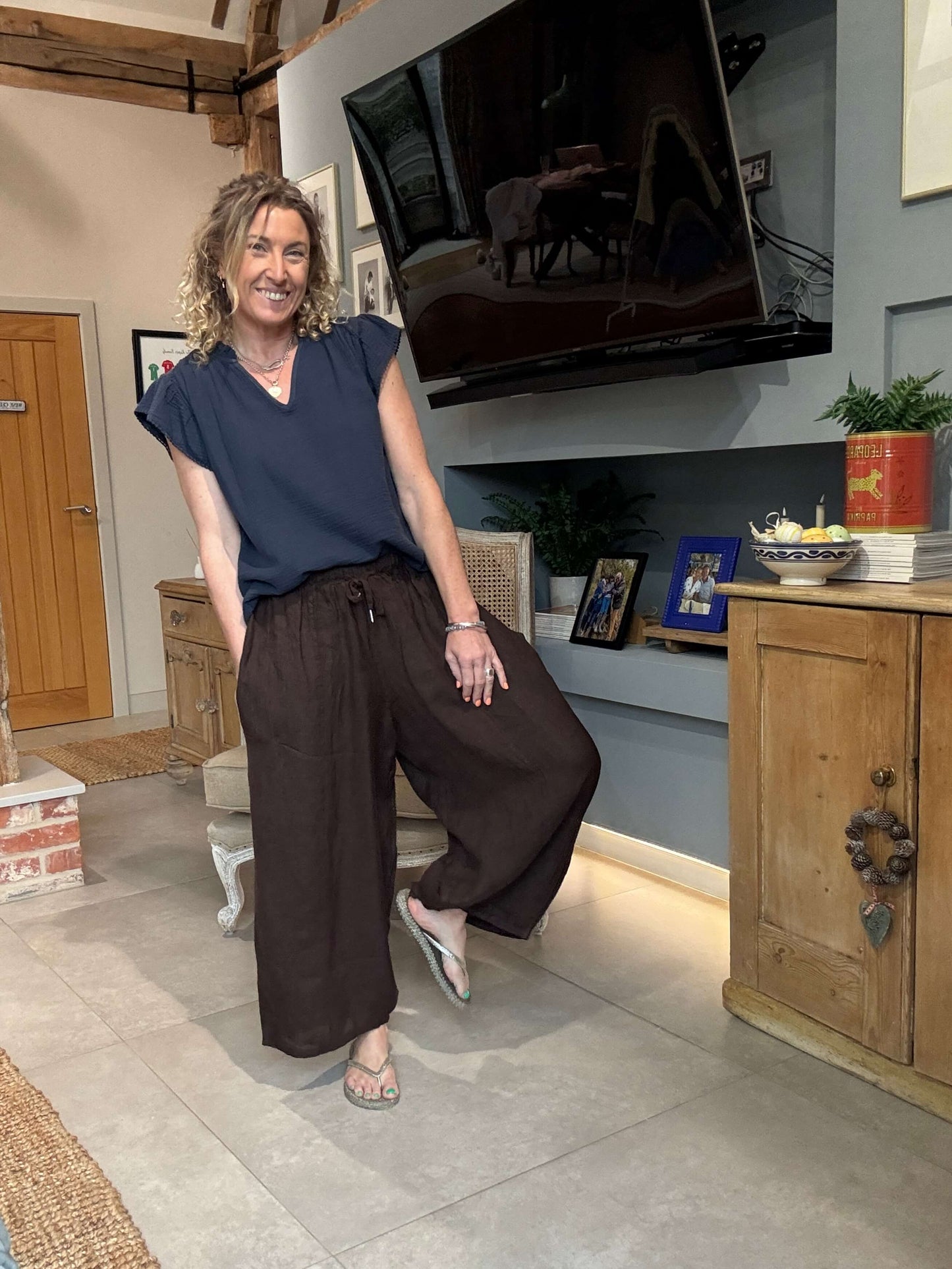 Gaucho Linen Pants | Chocolate