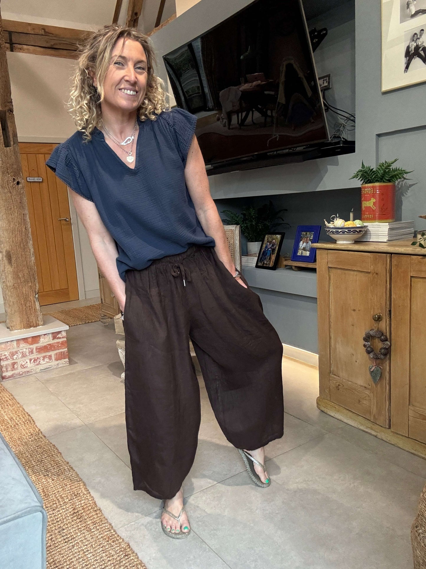 Gaucho Linen Pants | Chocolate