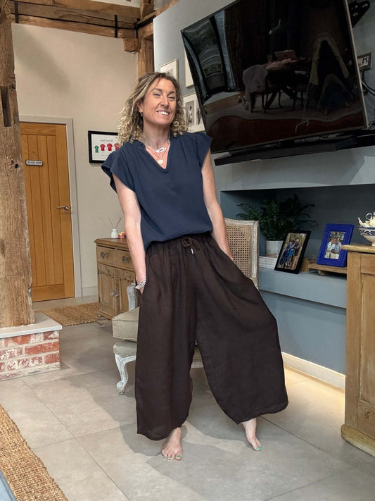 Gaucho Linen Pants | Chocolate