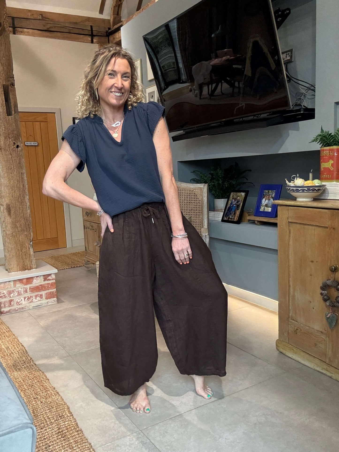 Gaucho Linen Pants | Chocolate