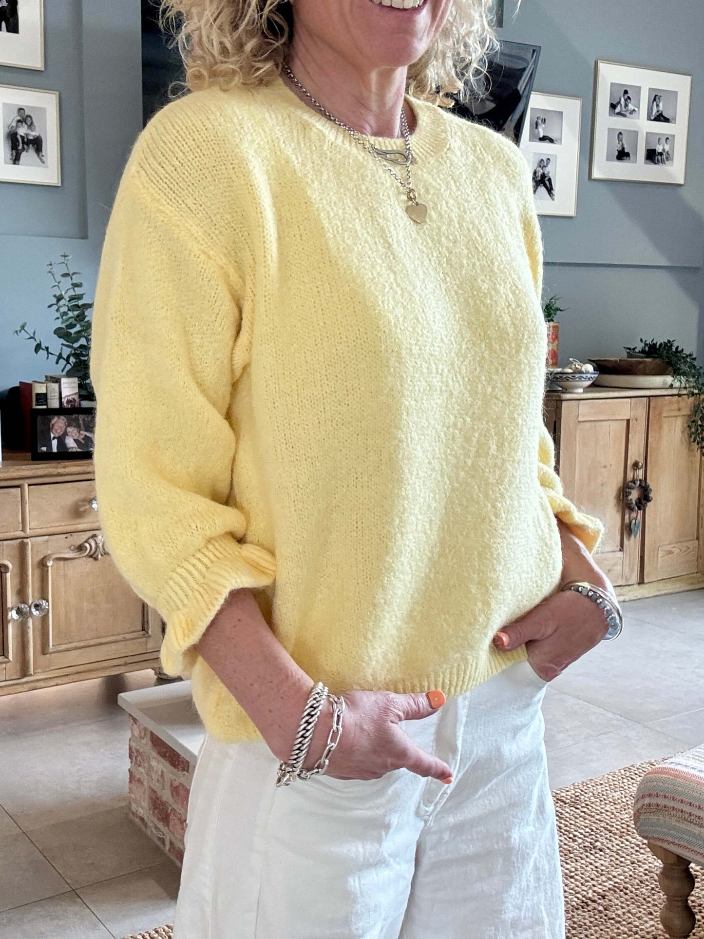Evie Frill Sleeve Jumper | Vanilla Yellow
