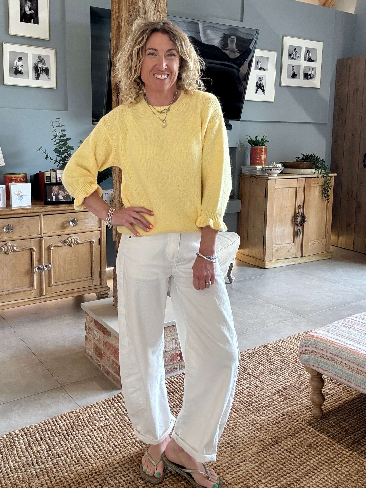 Evie Frill Sleeve Jumper | Vanilla Yellow