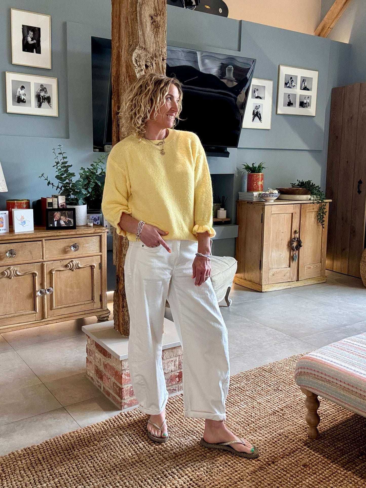 Evie Frill Sleeve Jumper | Vanilla Yellow