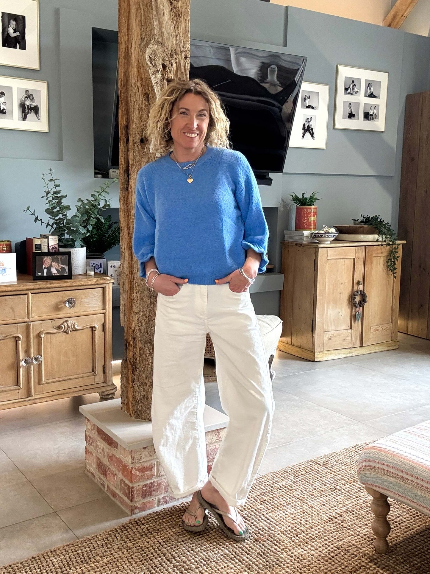 Evie Frill Sleeve Jumper | Capri Blue