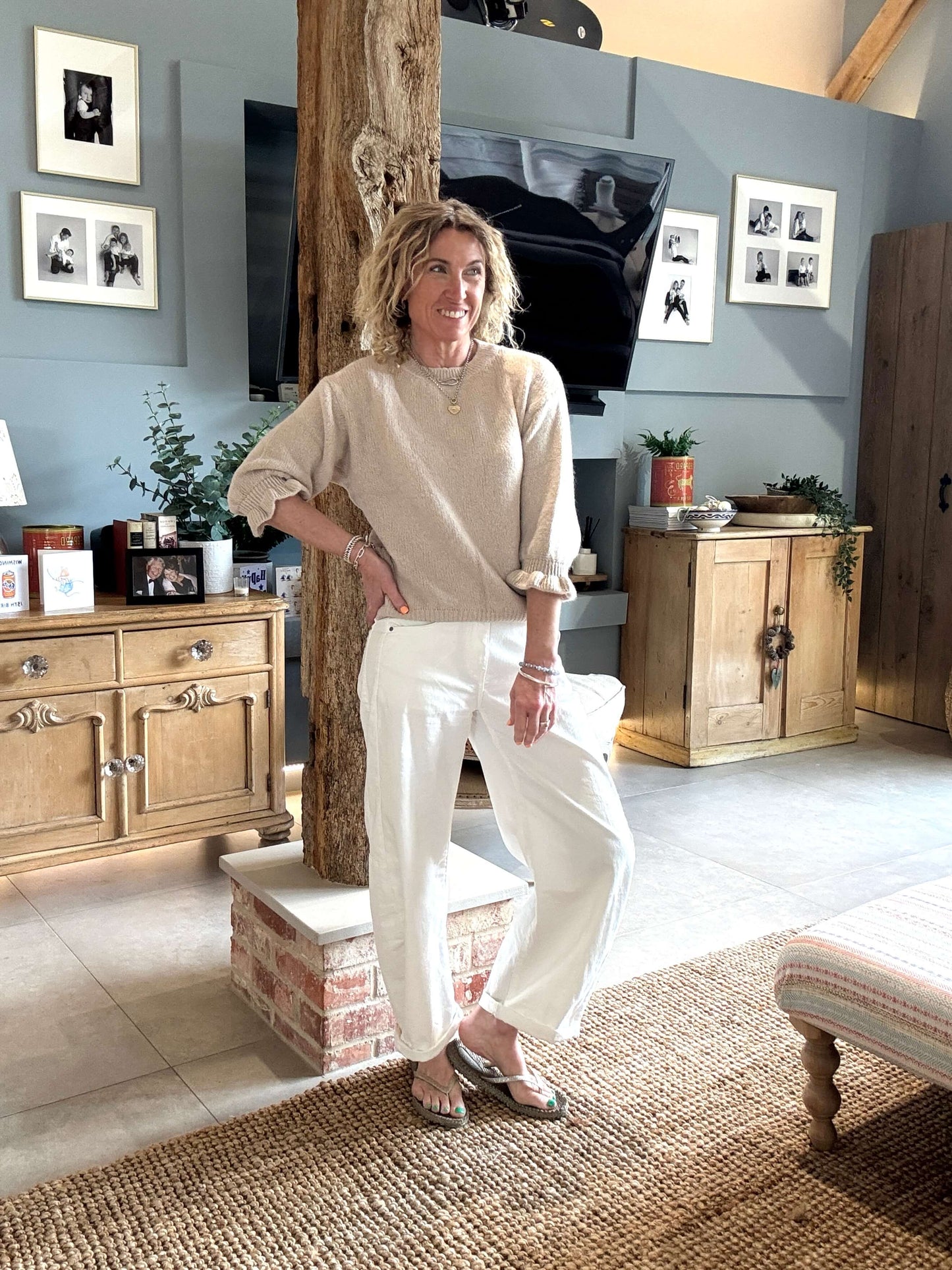 Evie Frill Sleeve Jumper | Oatmeal