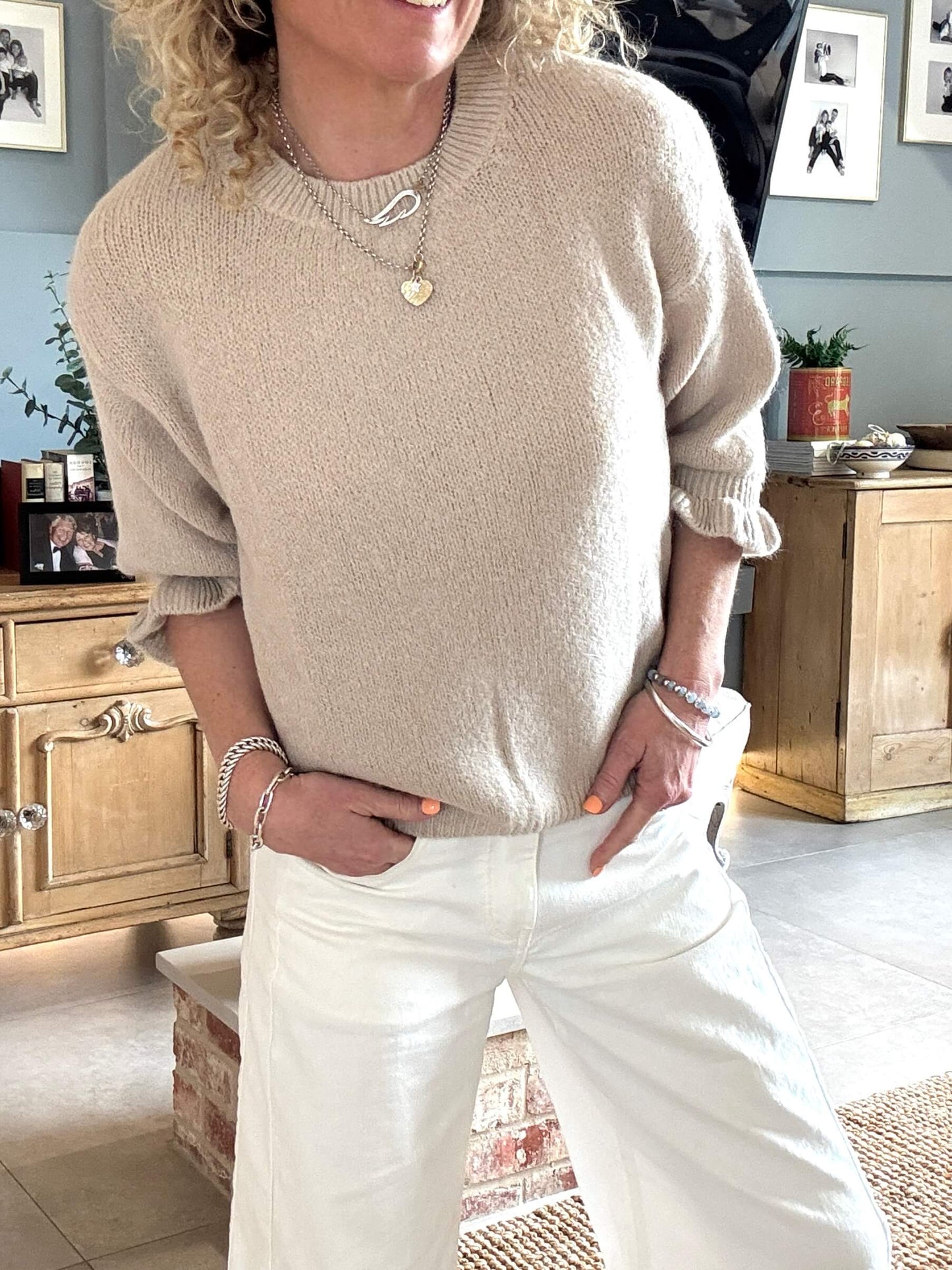 Evie Frill Sleeve Jumper | Oatmeal