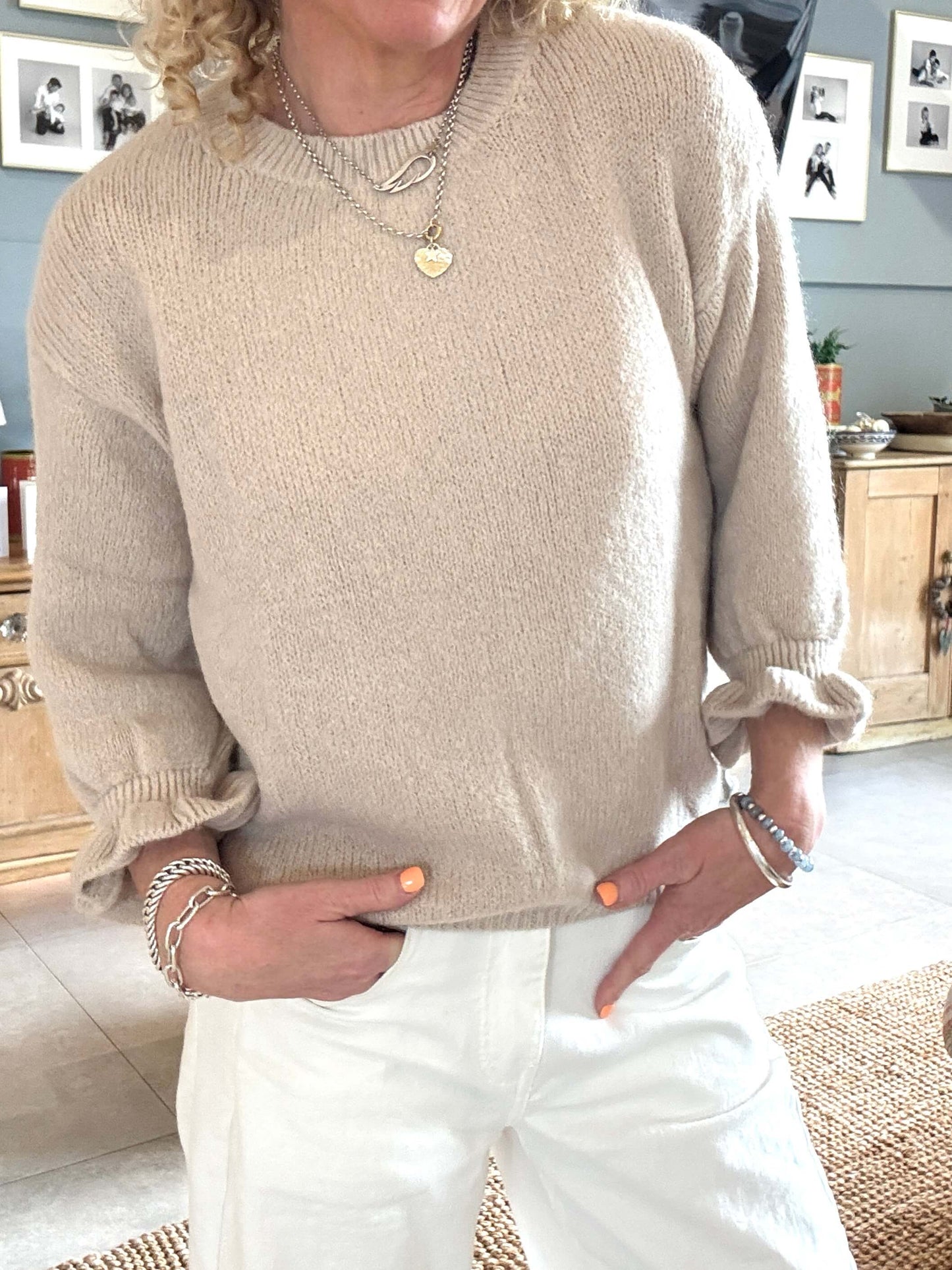 Evie Frill Sleeve Jumper | Oatmeal