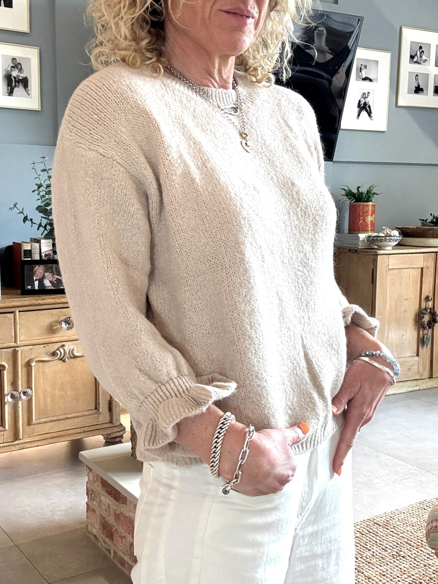 Evie Frill Sleeve Jumper | Oatmeal