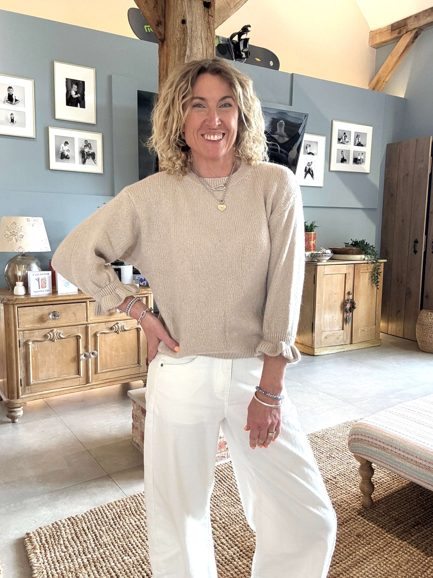 Evie Frill Sleeve Jumper | Oatmeal
