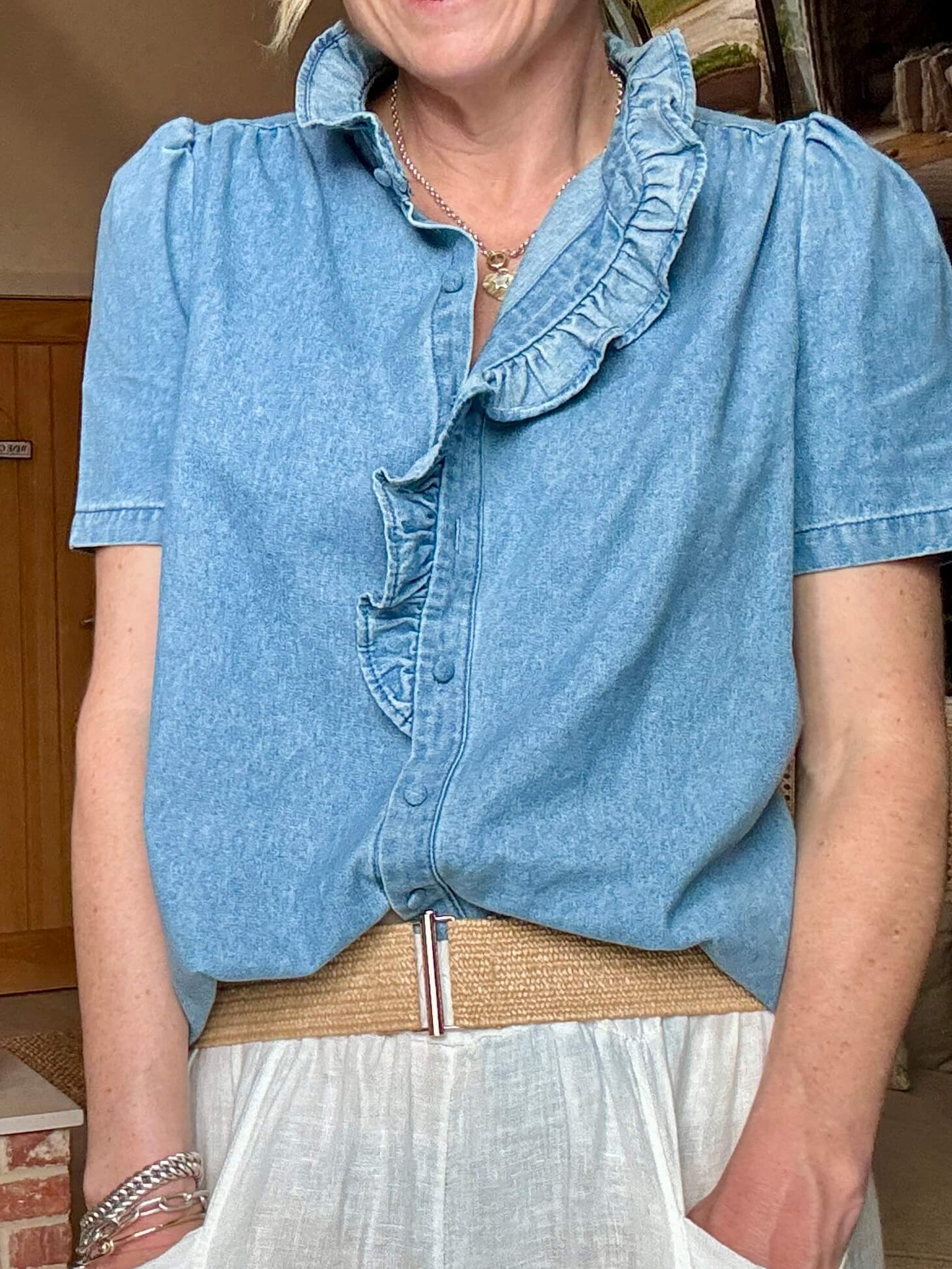 Raffia Bar Buckle Belt | Natural