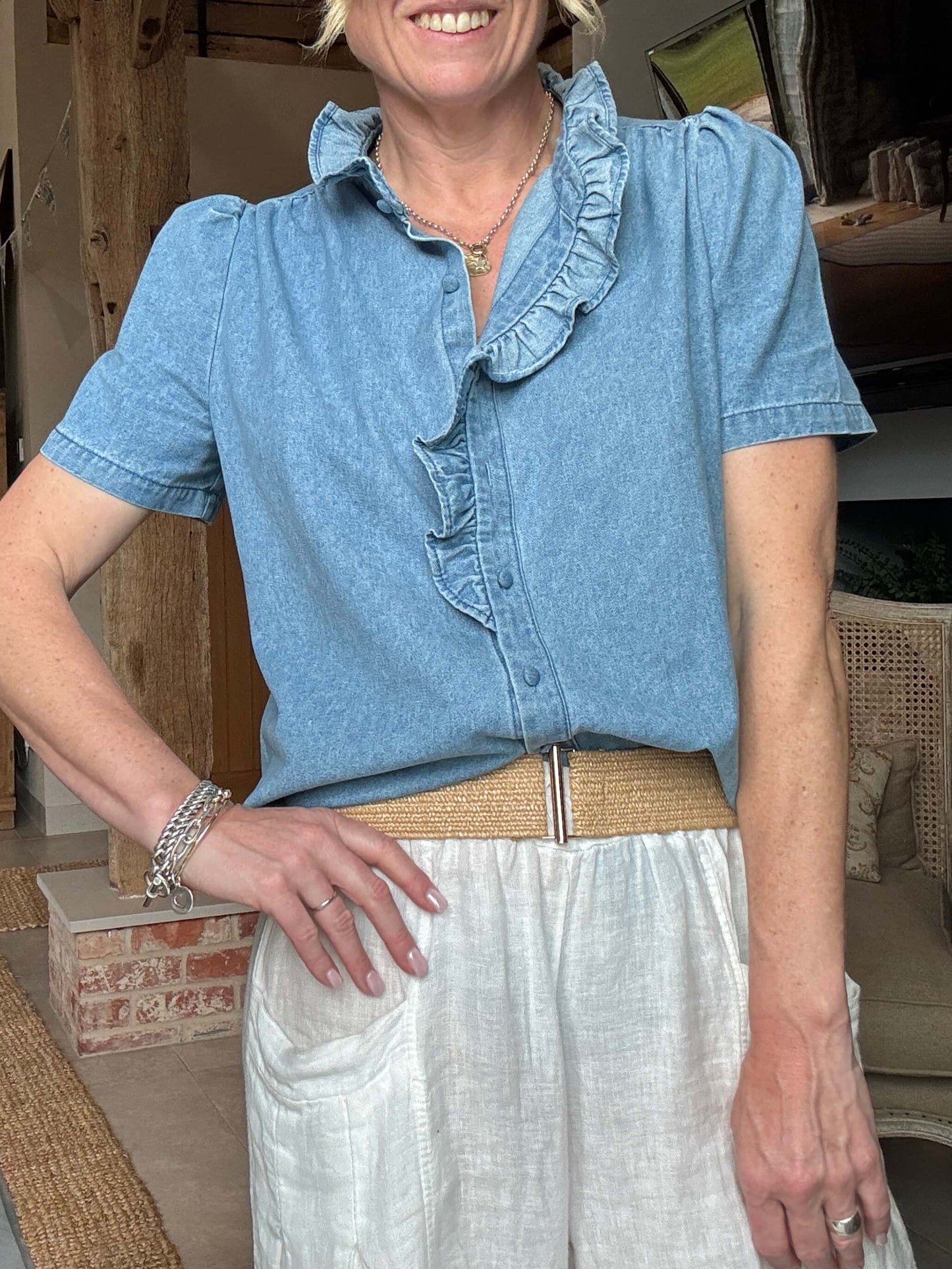 Raffia Bar Buckle Belt | Natural