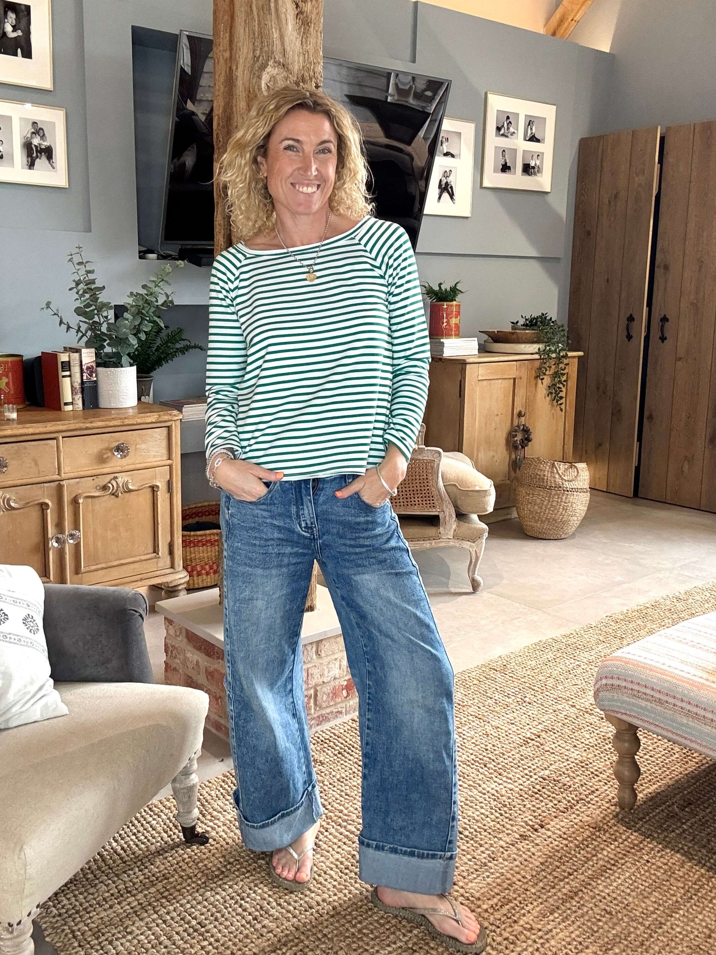 Breton Stripe Slub | Sea Green
