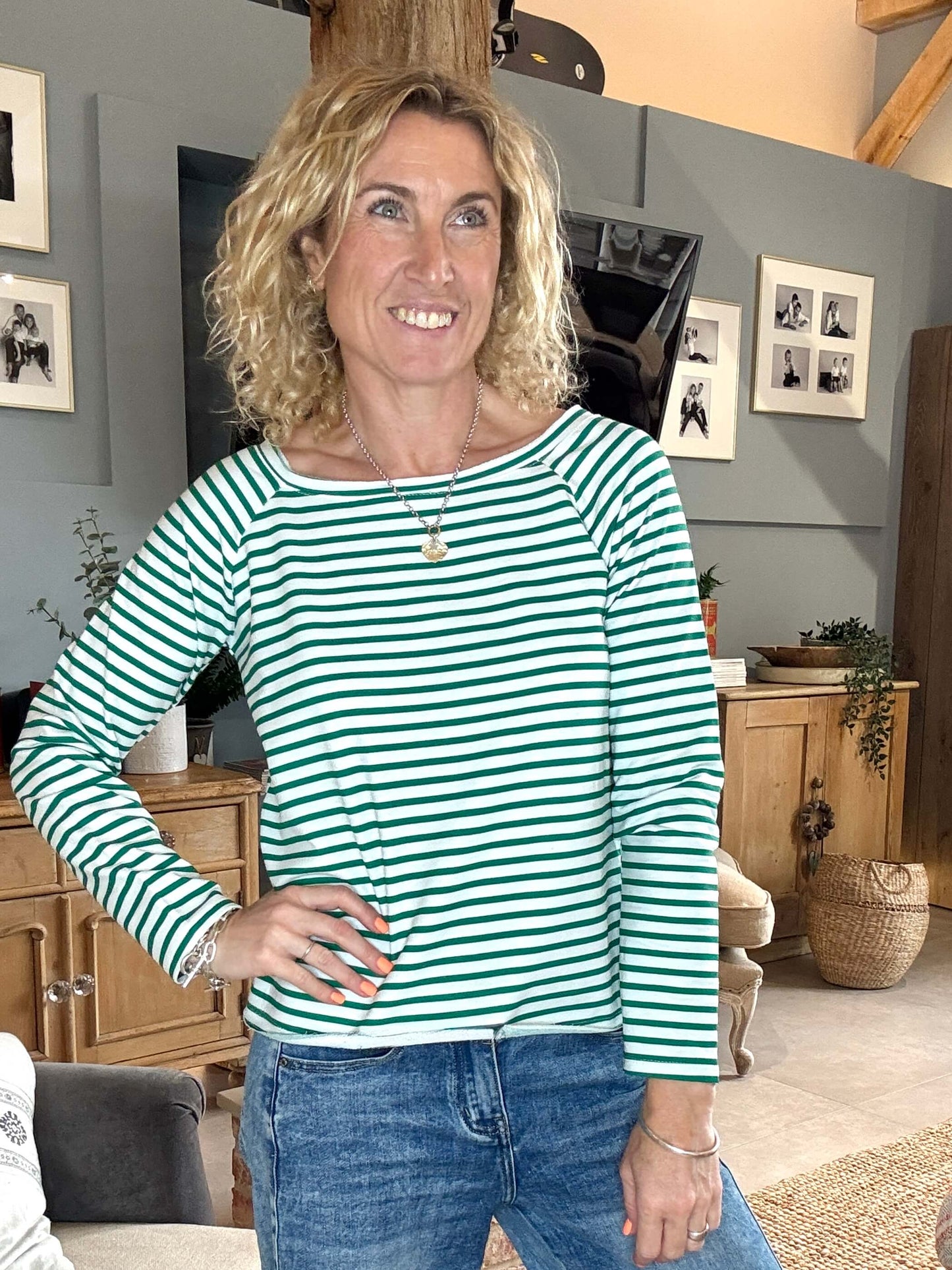 Breton Stripe Slub | Sea Green