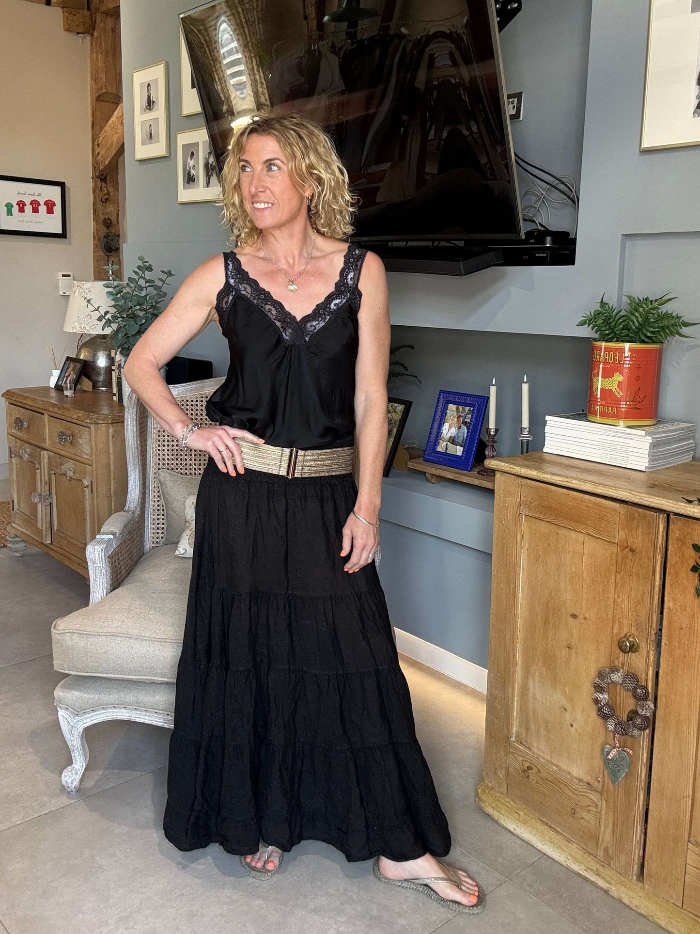 Lulu Linen Maxi Skirt | Black