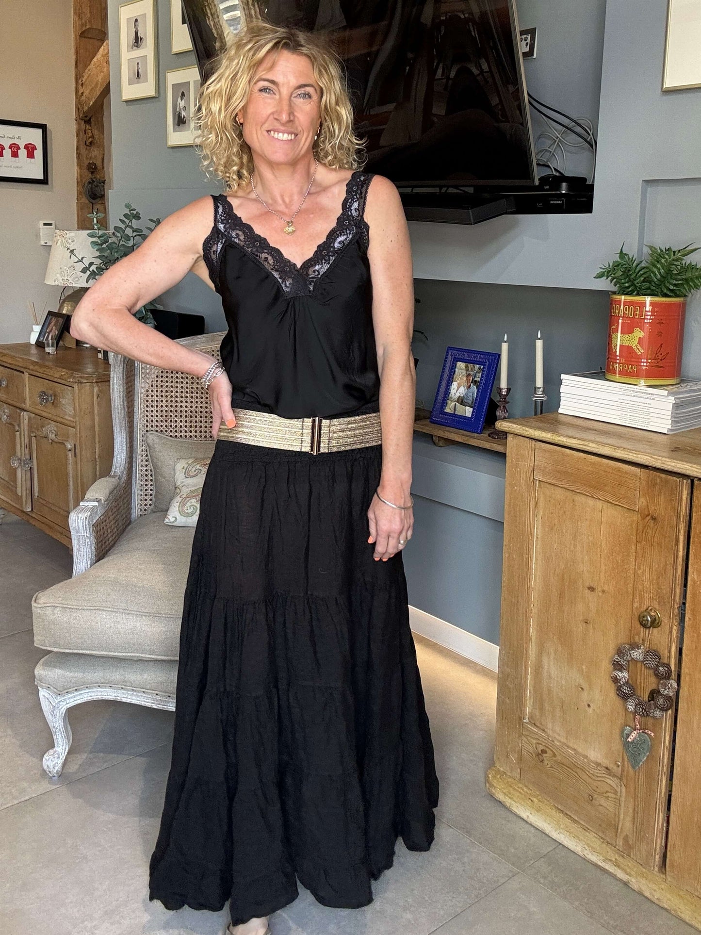 Lulu Linen Maxi Skirt | Black