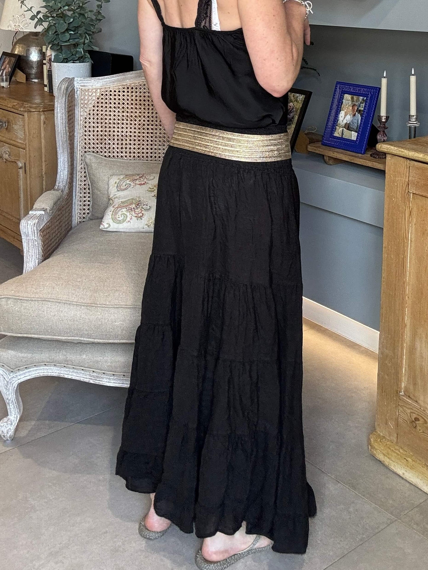 Lulu Linen Maxi Skirt | Black