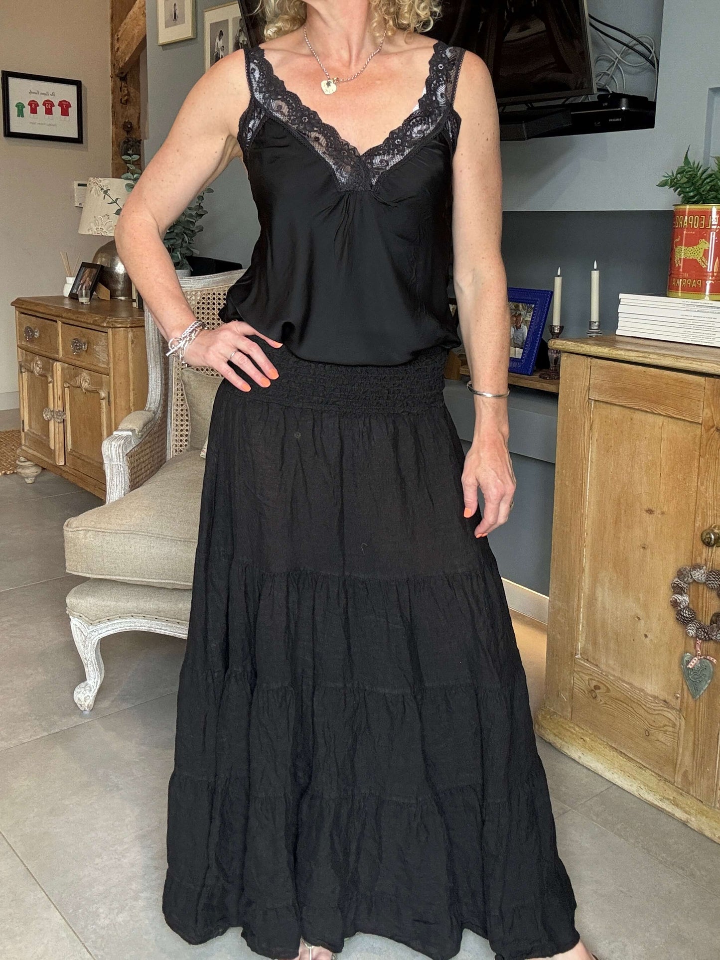 Lulu Linen Maxi Skirt | Black