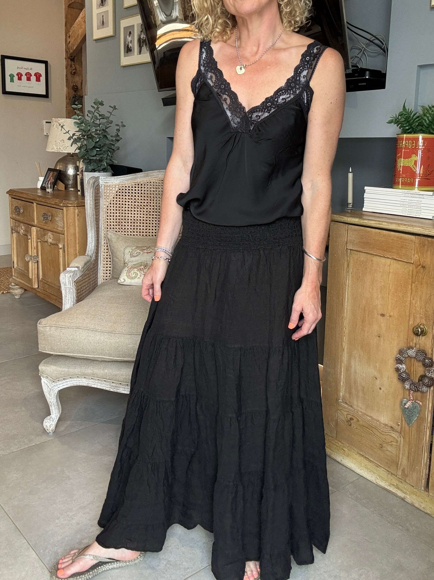 Lulu Linen Maxi Skirt | Black
