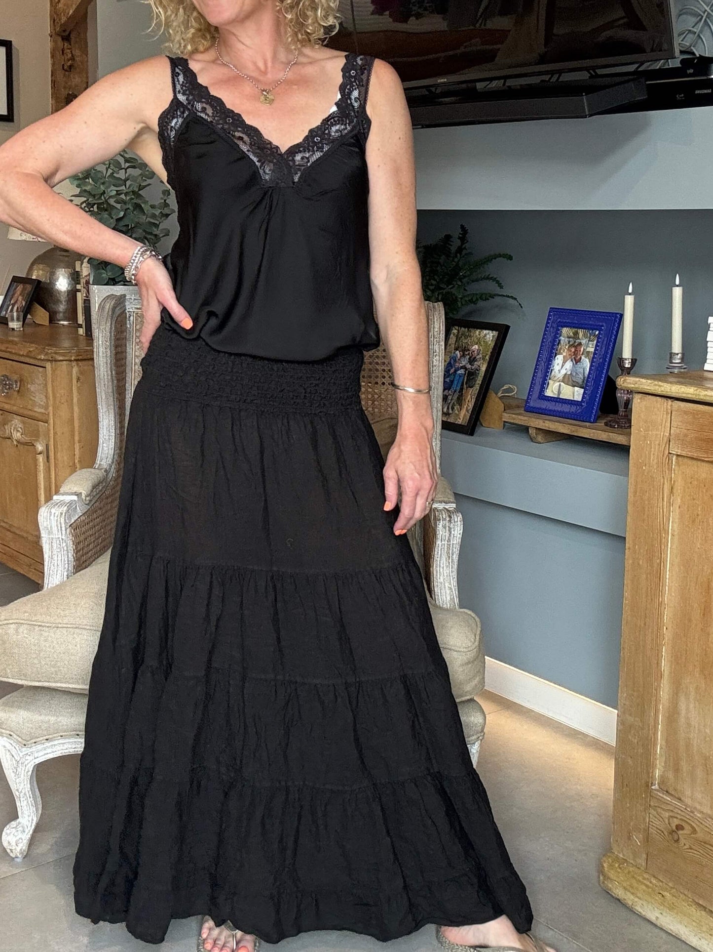 Lulu Linen Maxi Skirt | Black