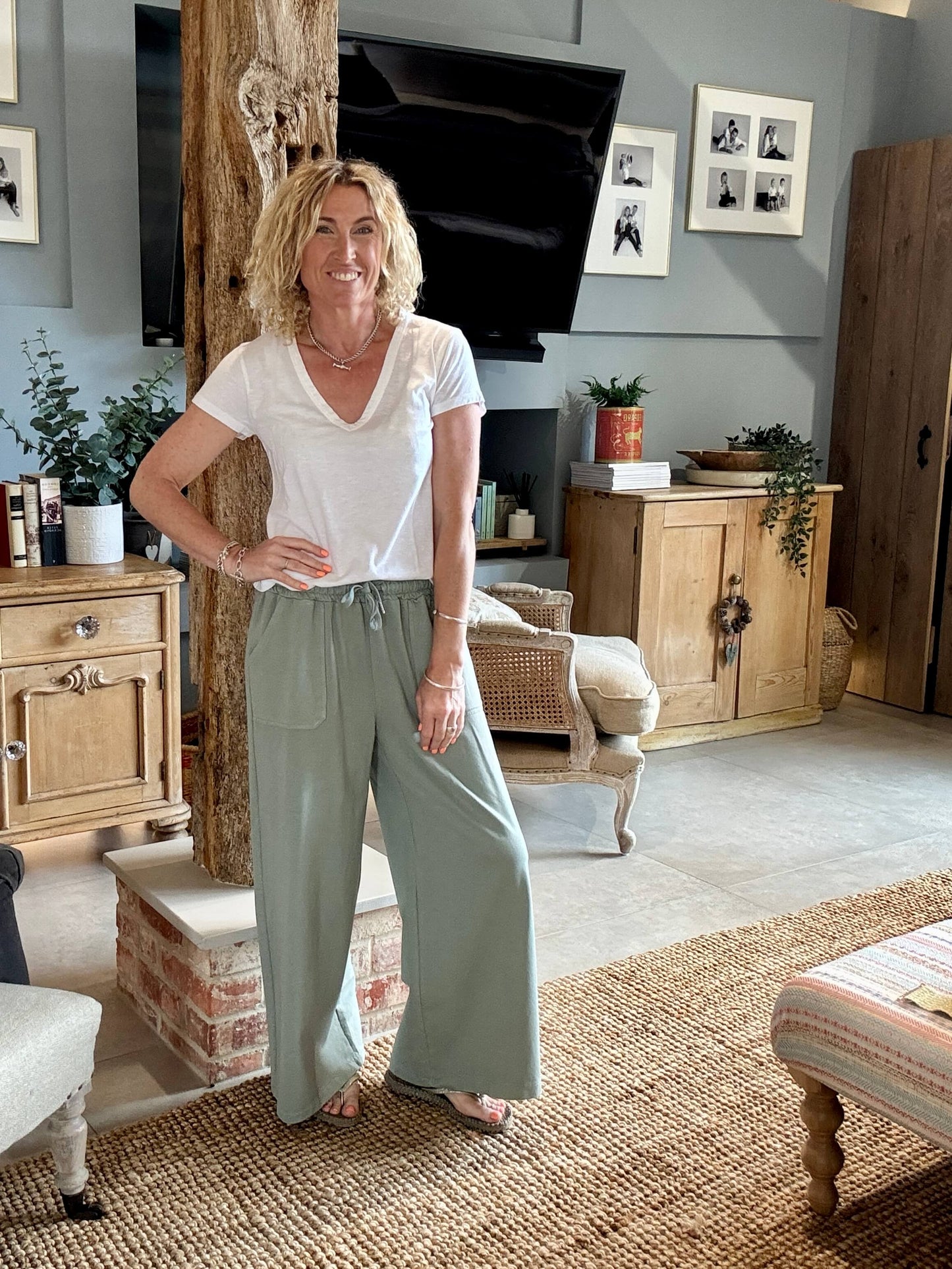 Dorset Wide Leg Jogger | Silver Sage