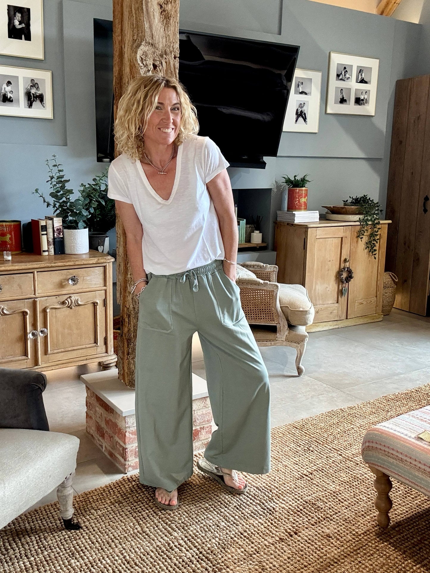 Dorset Wide Leg Jogger | Silver Sage