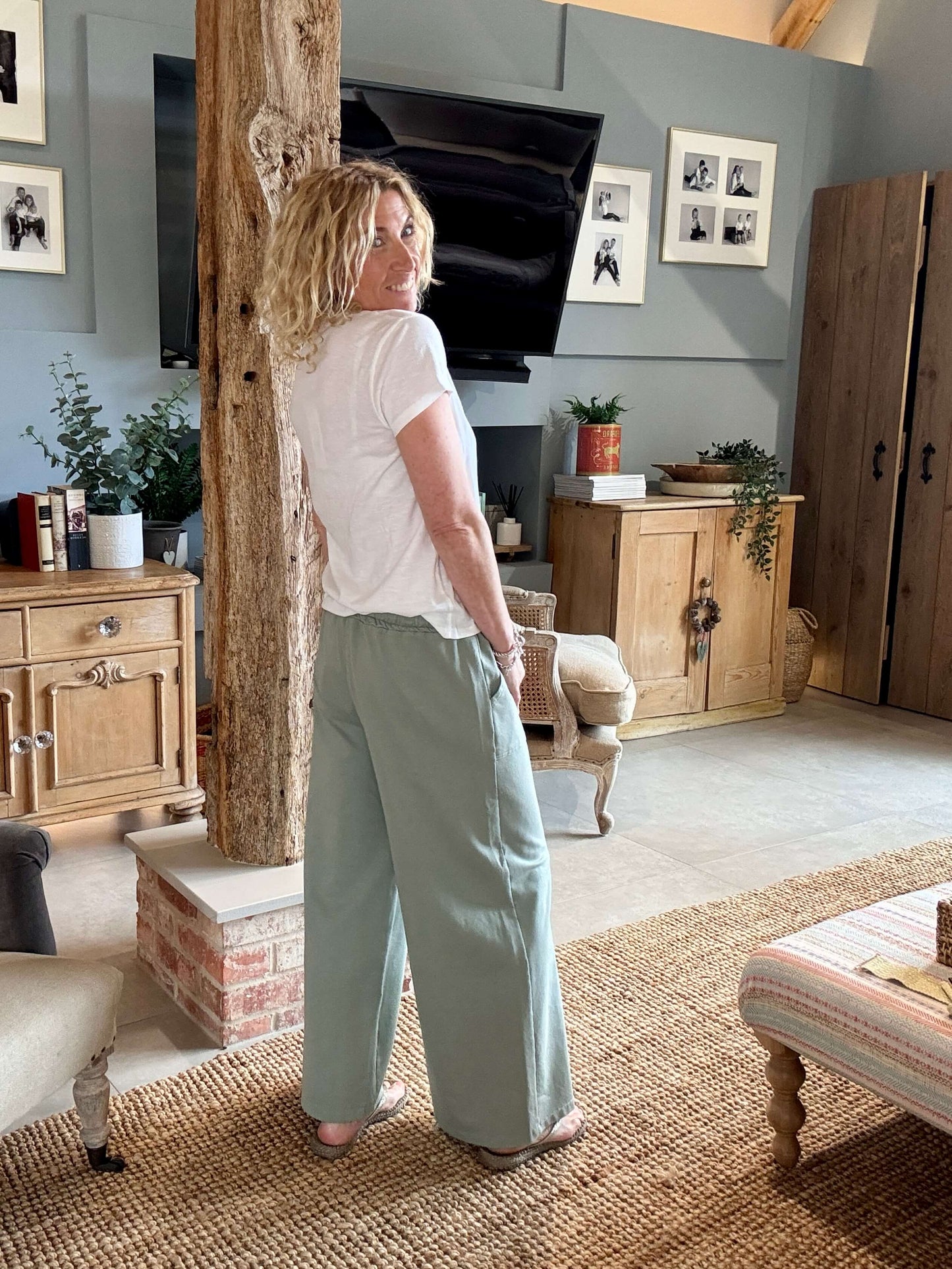 Dorset Wide Leg Jogger | Silver Sage