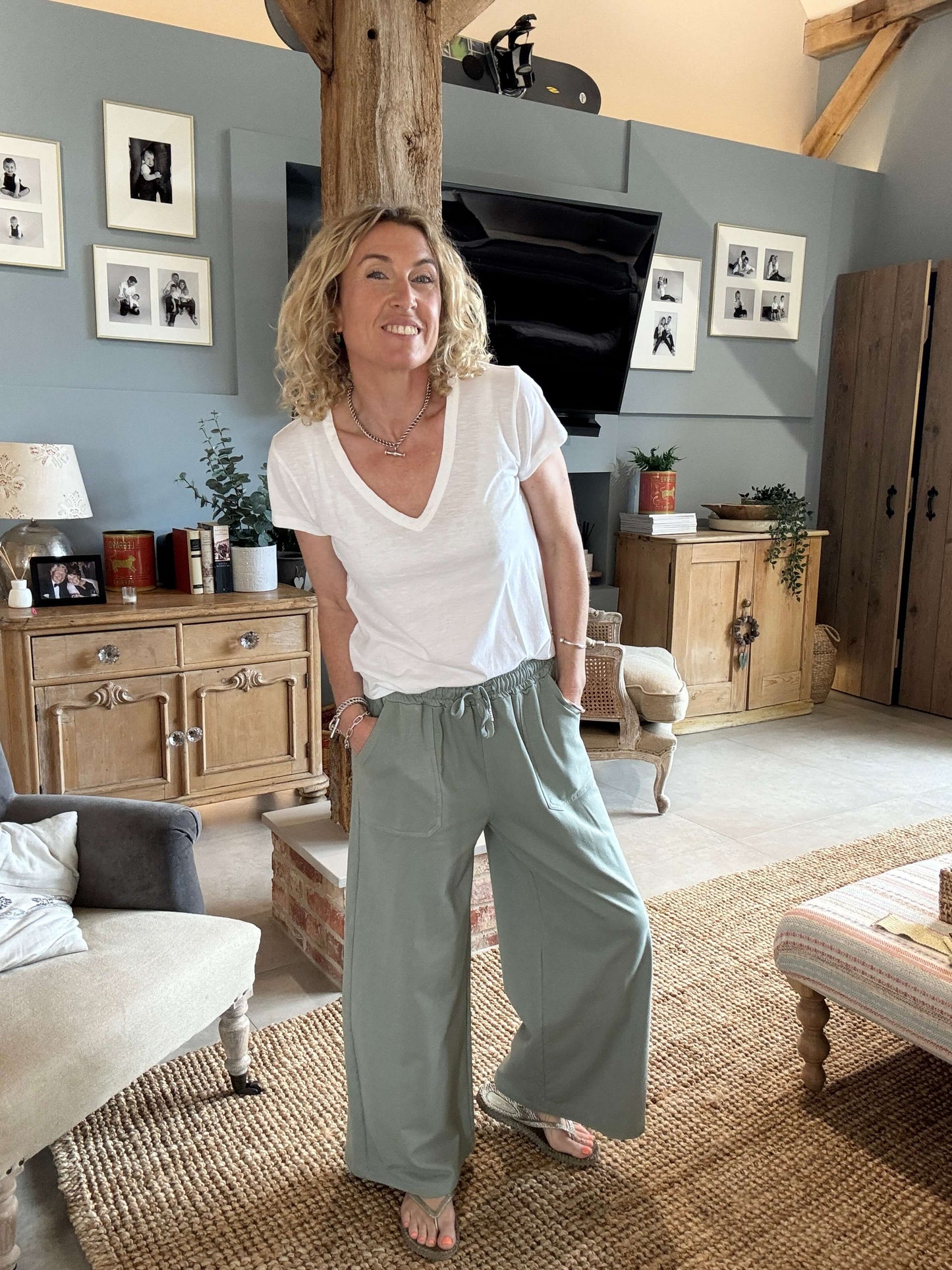 Dorset Wide Leg Jogger | Silver Sage