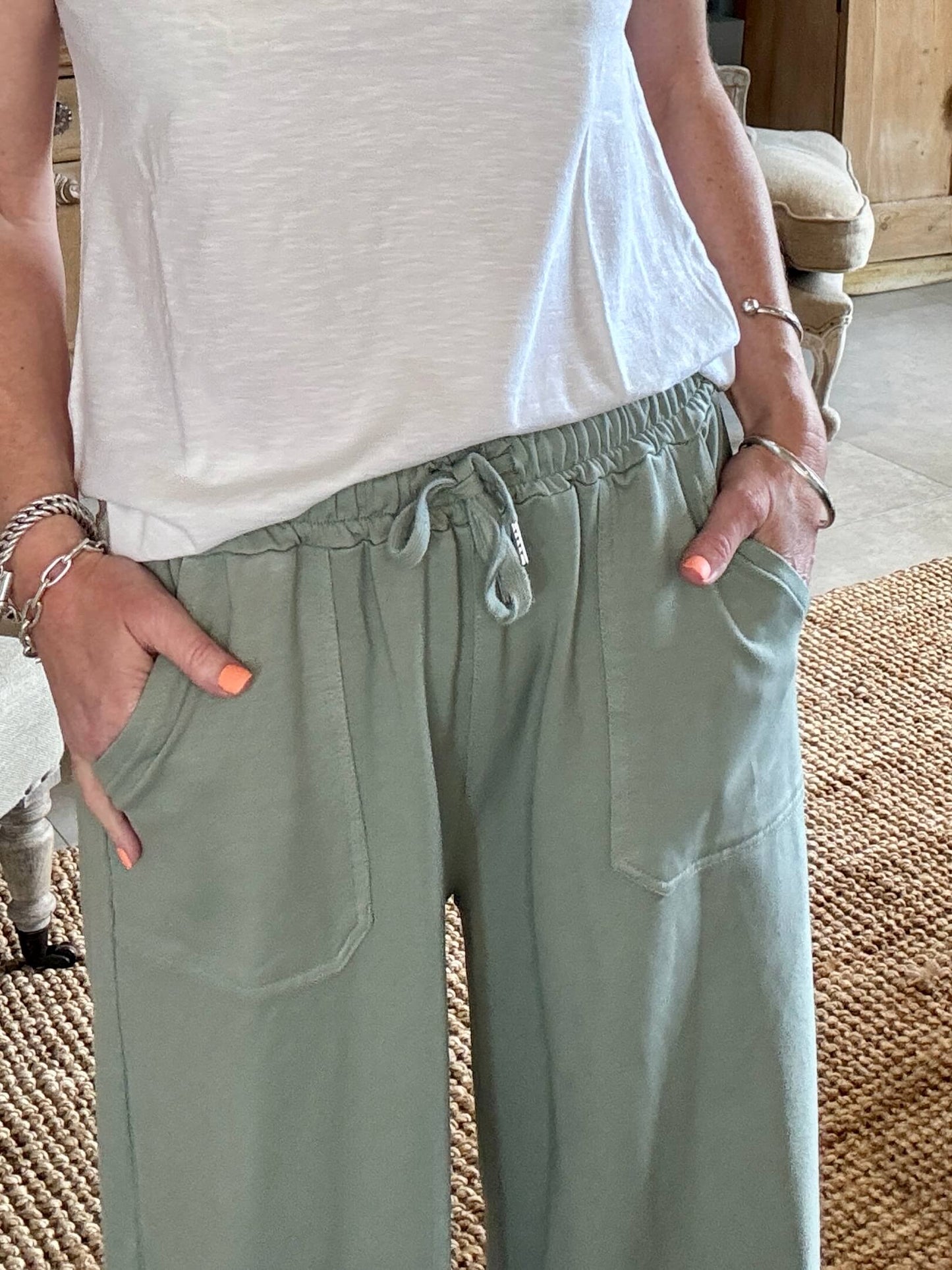 Dorset Wide Leg Jogger | Silver Sage