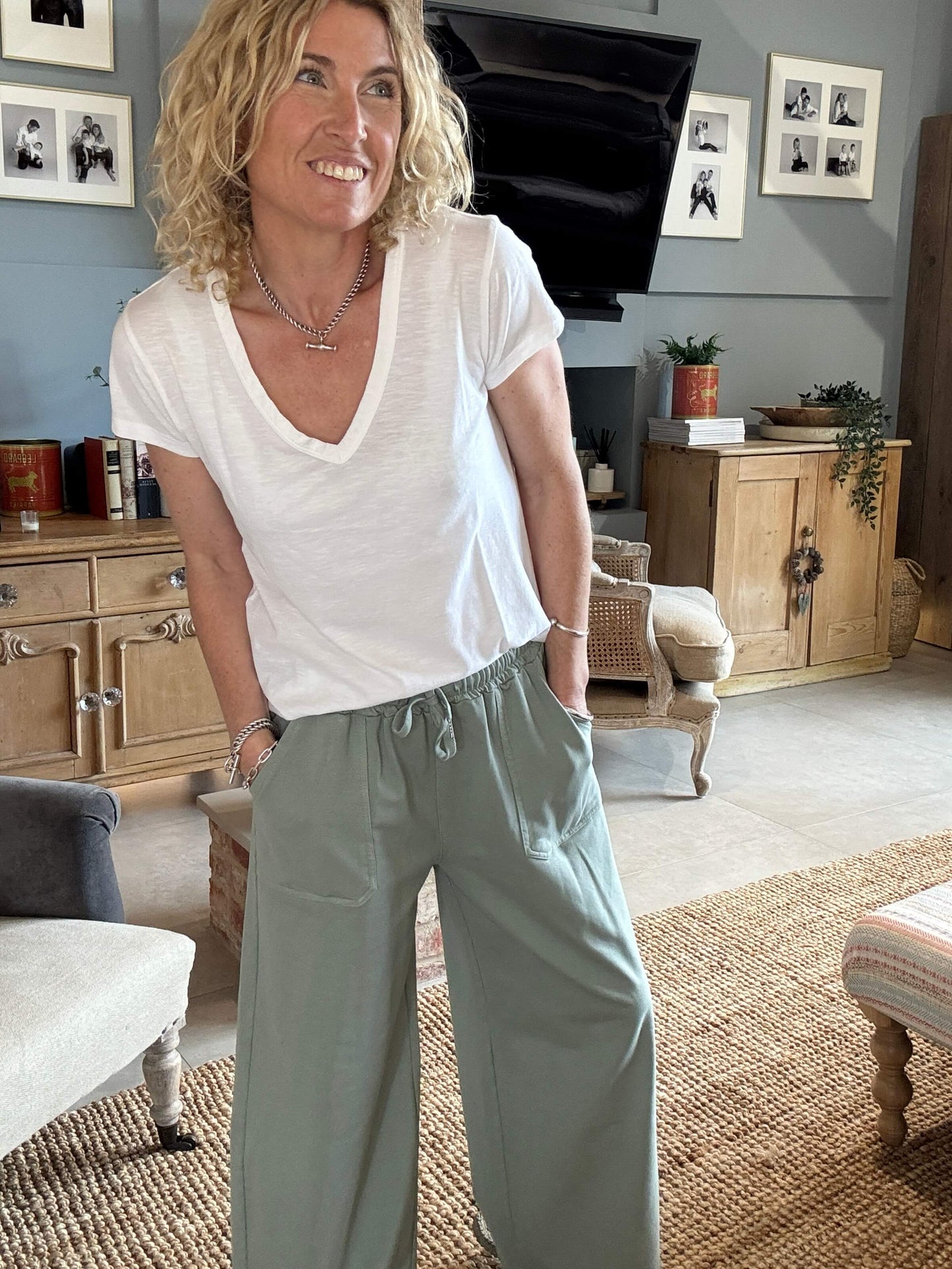 Dorset Wide Leg Jogger | Silver Sage