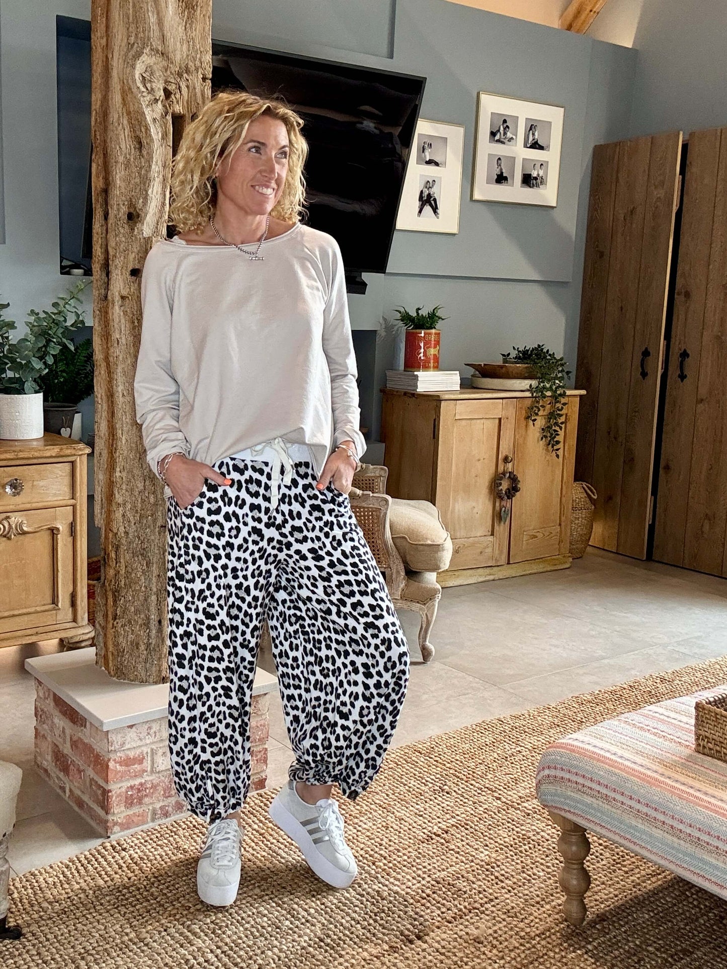 LA White Leopard Joggers