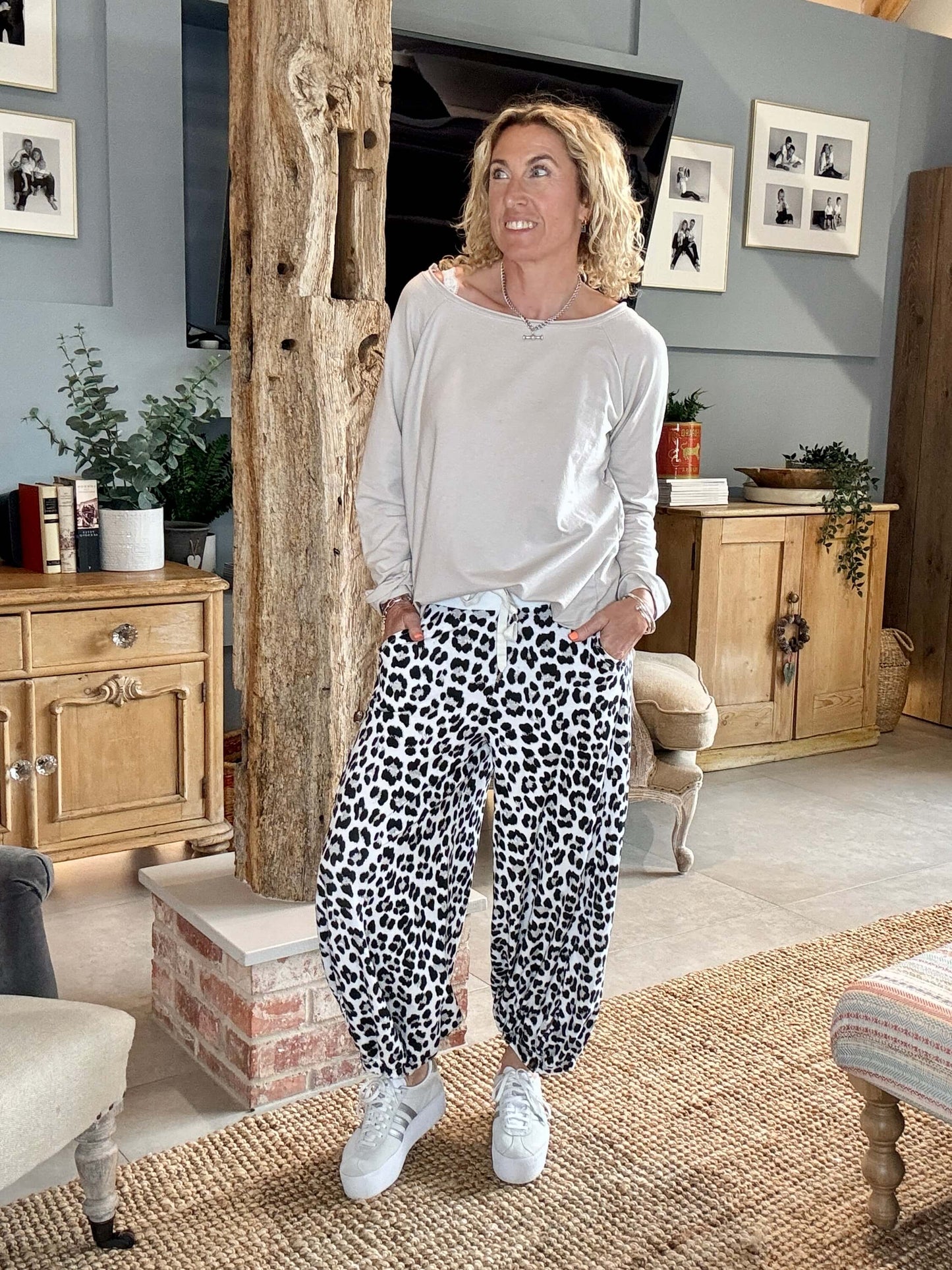 LA White Leopard Joggers