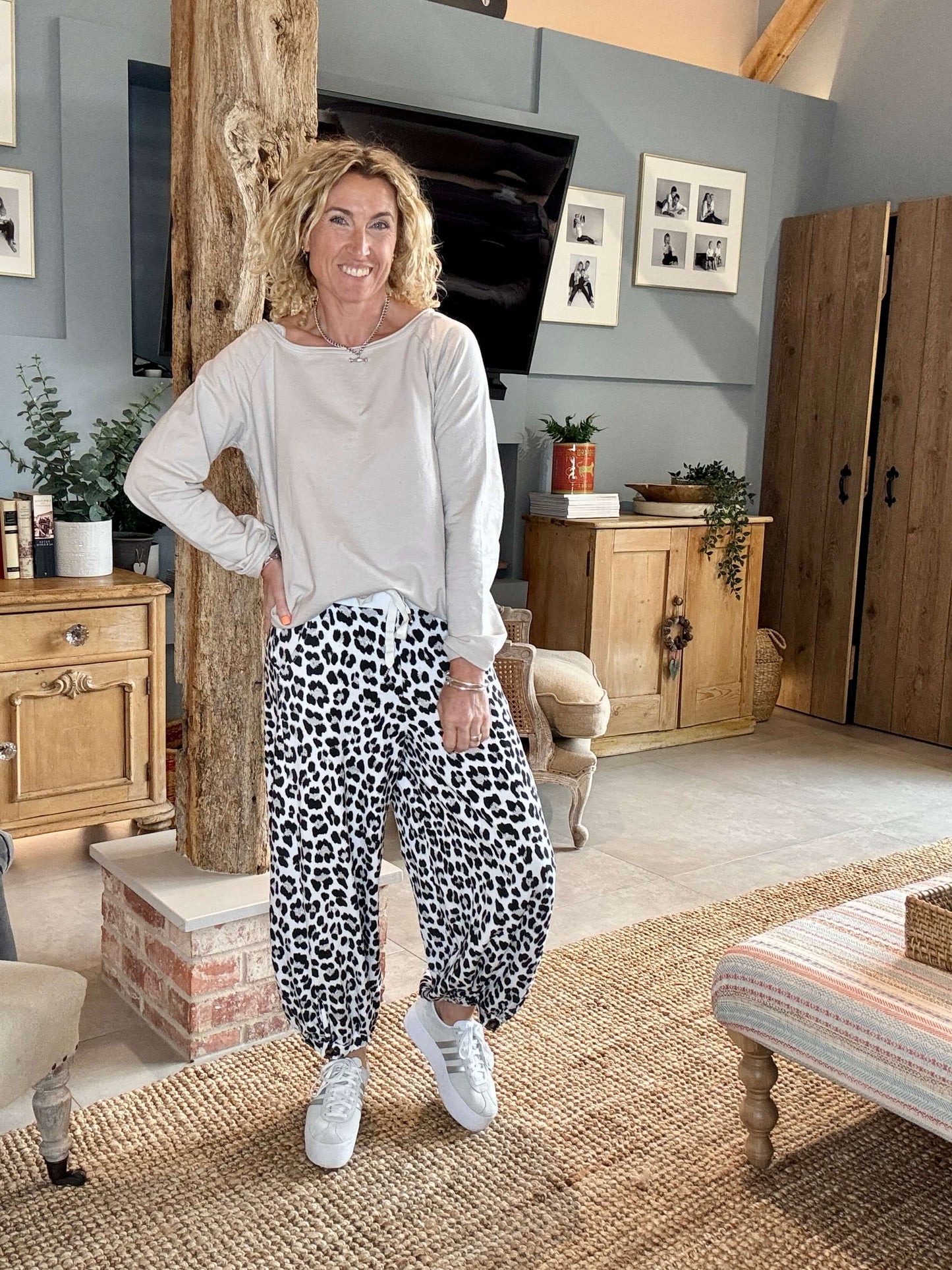 LA White Leopard Joggers
