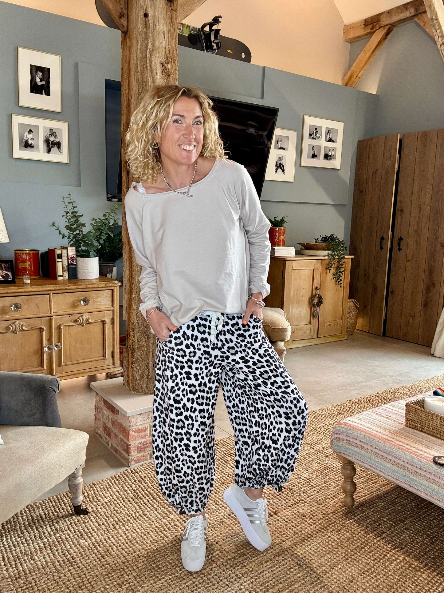 LA White Leopard Joggers