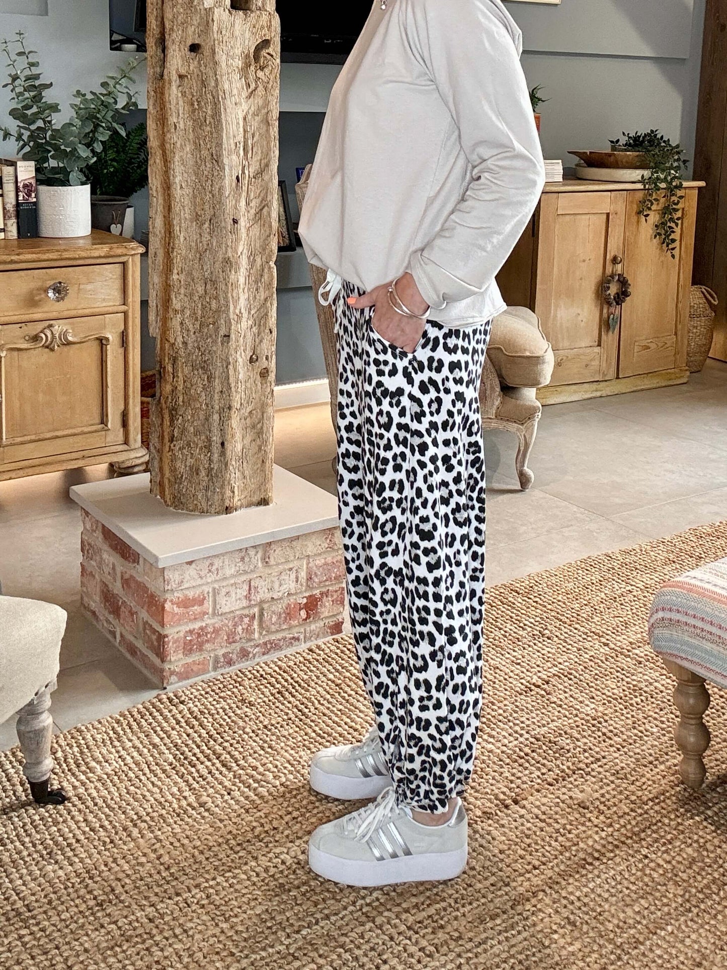 LA White Leopard Joggers