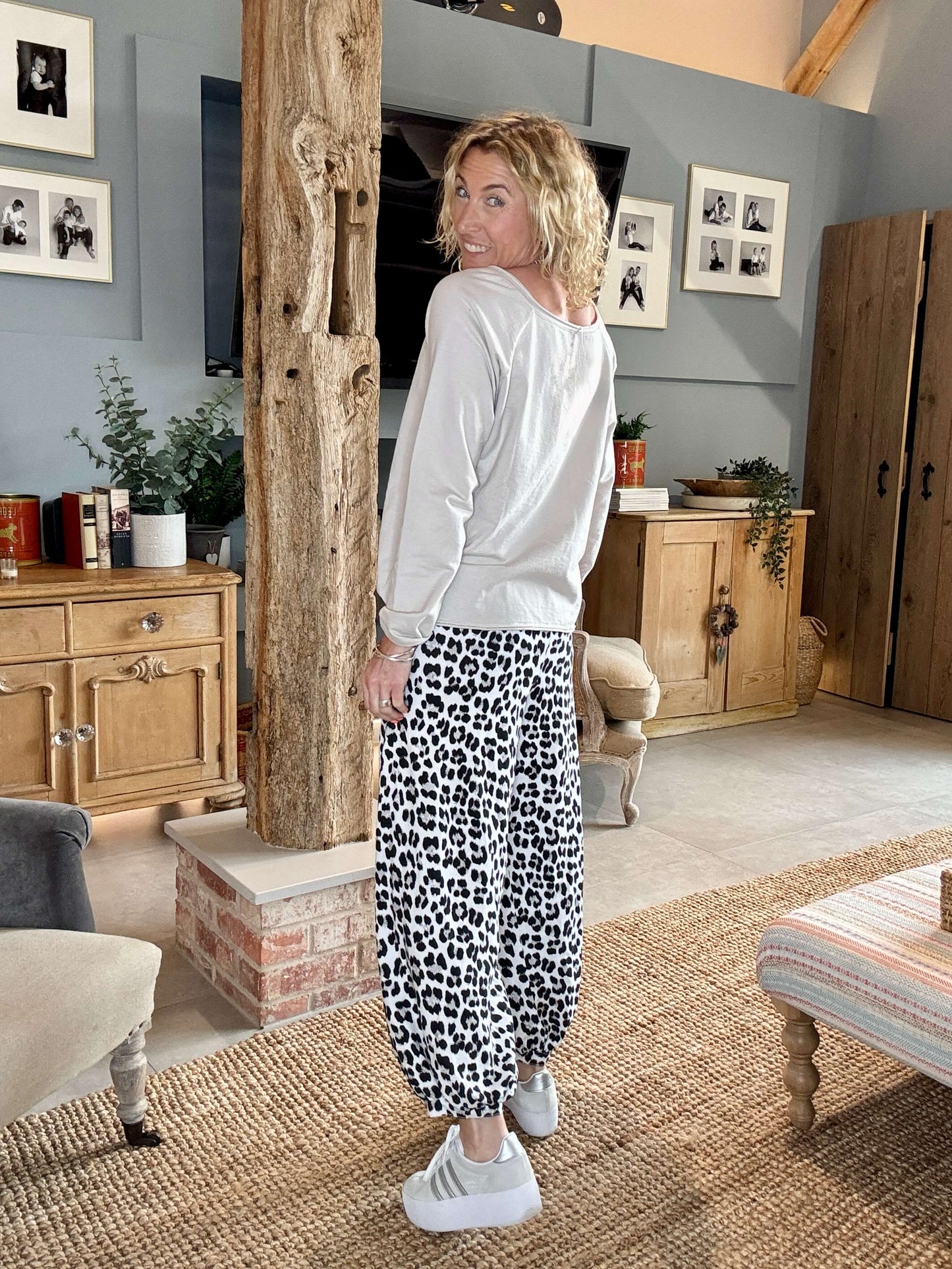 LA White Leopard Joggers