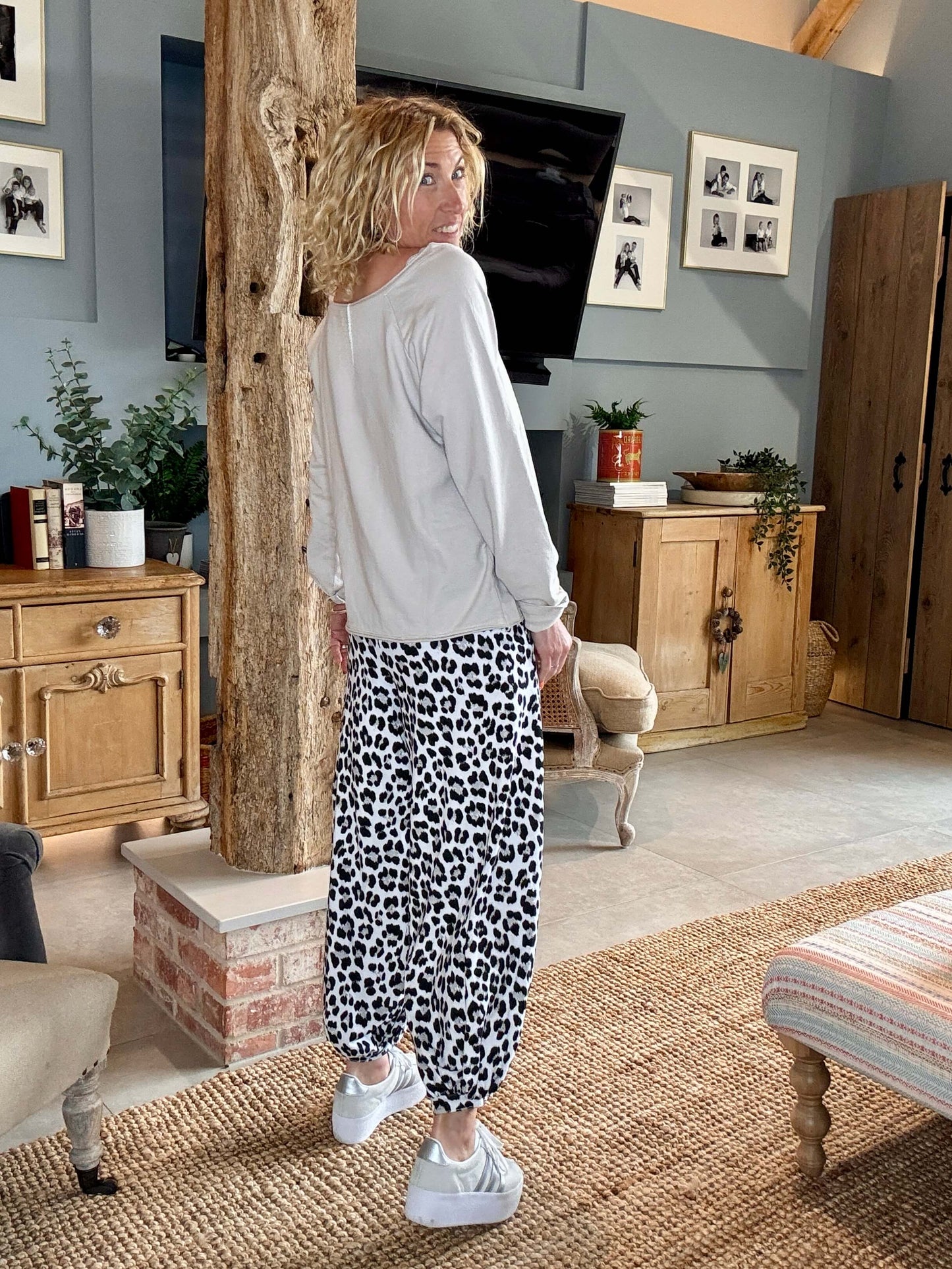 LA White Leopard Joggers