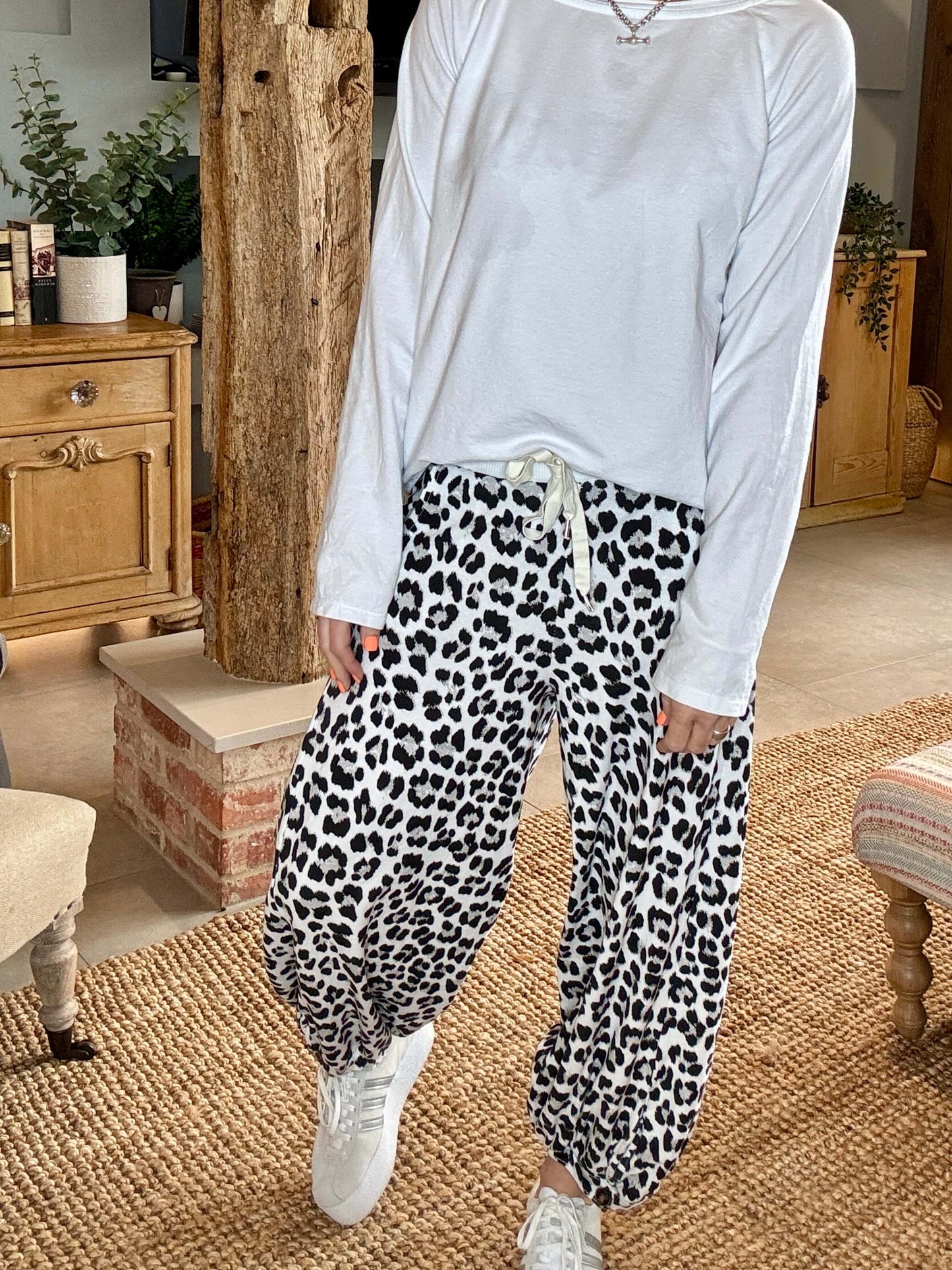 LA White Leopard Joggers