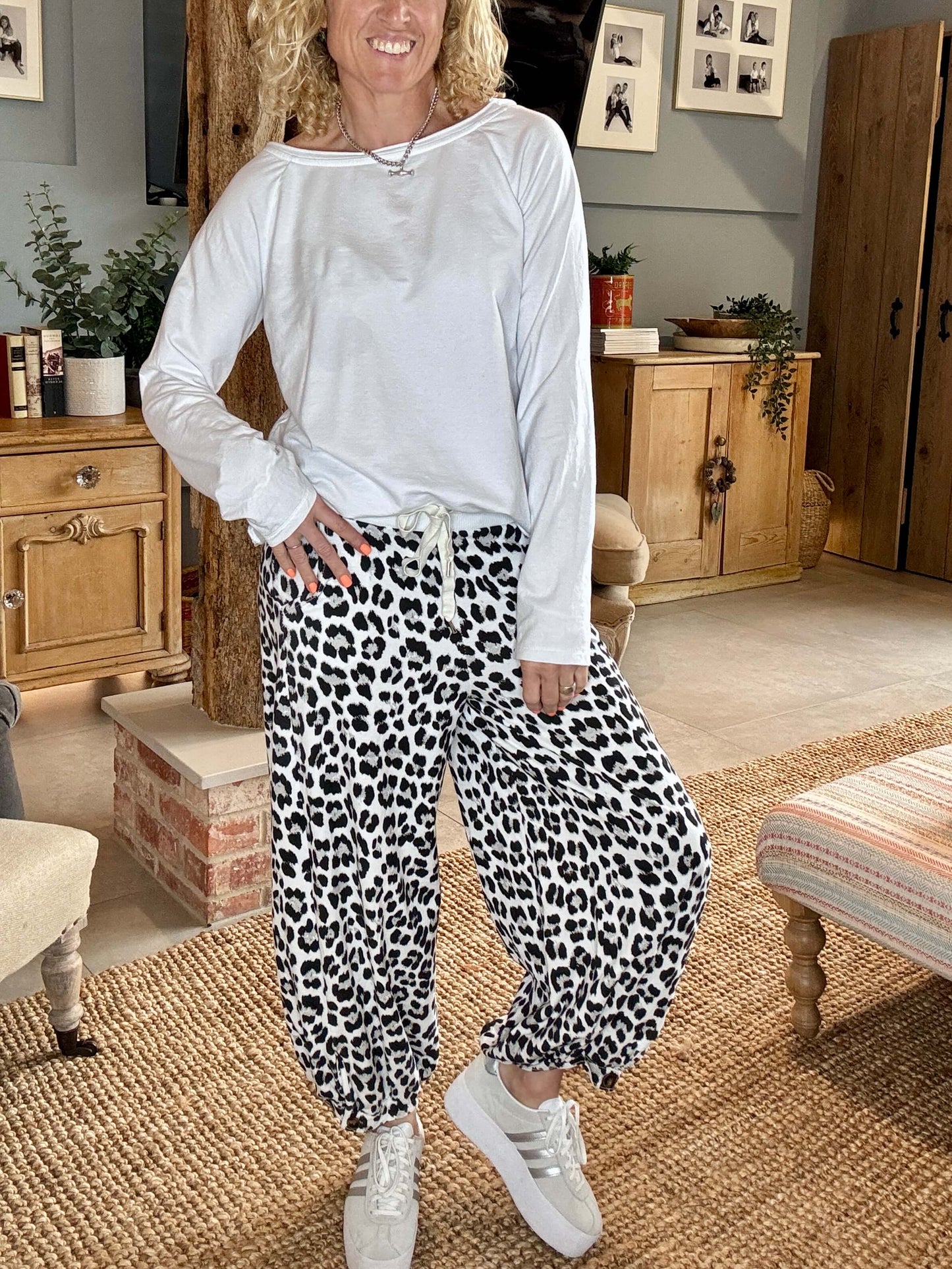 LA White Leopard Joggers
