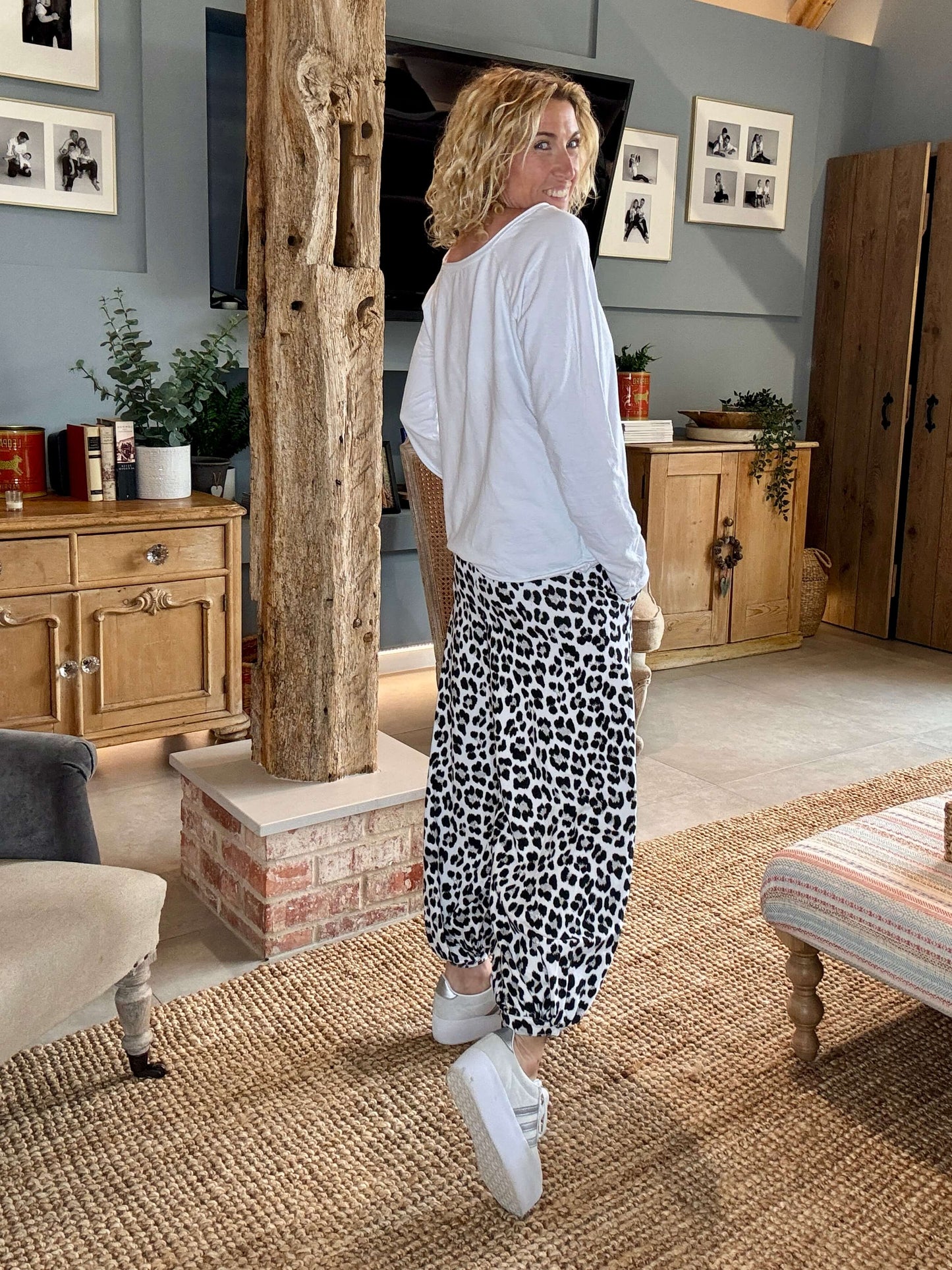 LA White Leopard Joggers