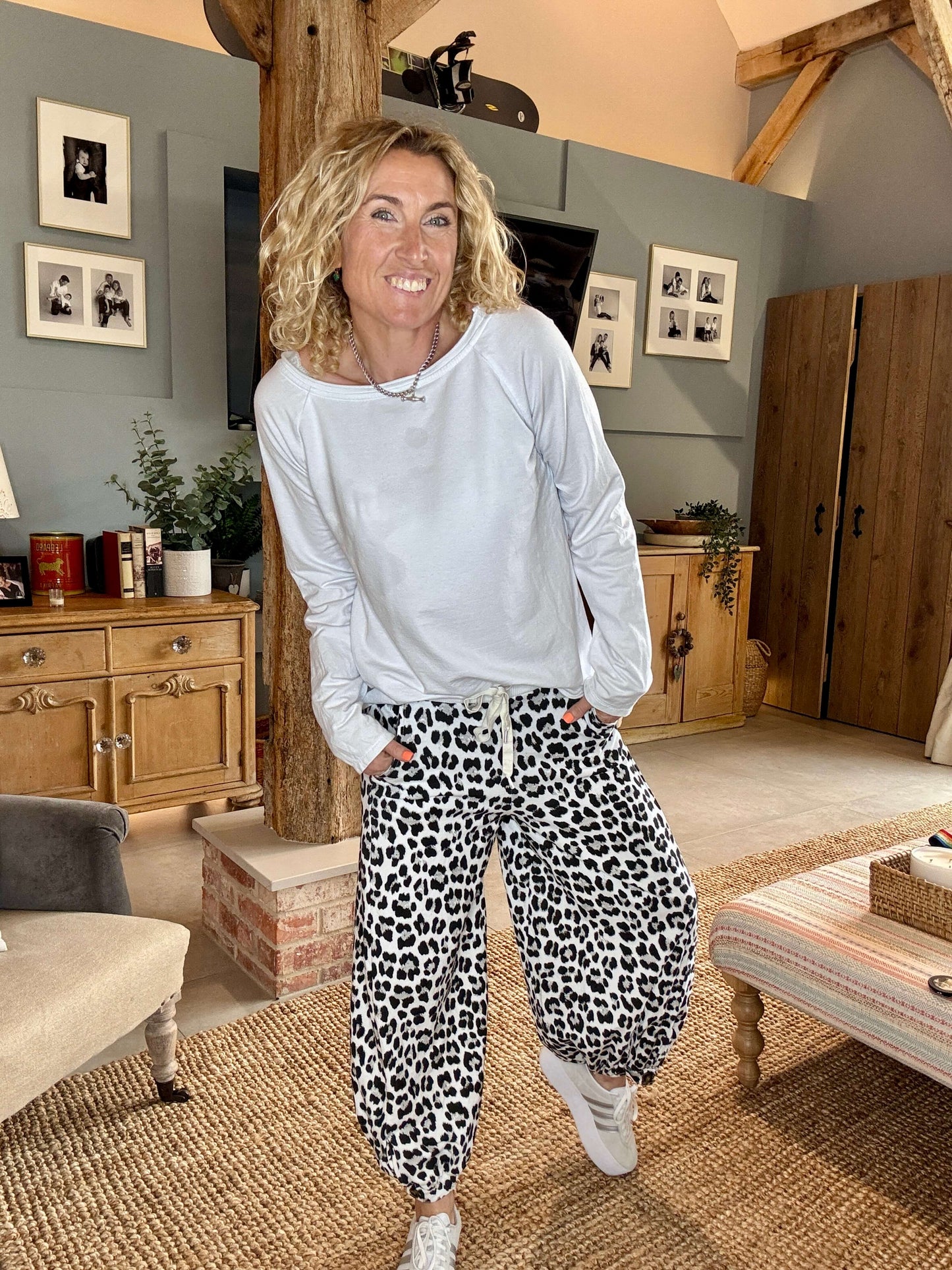 LA White Leopard Joggers