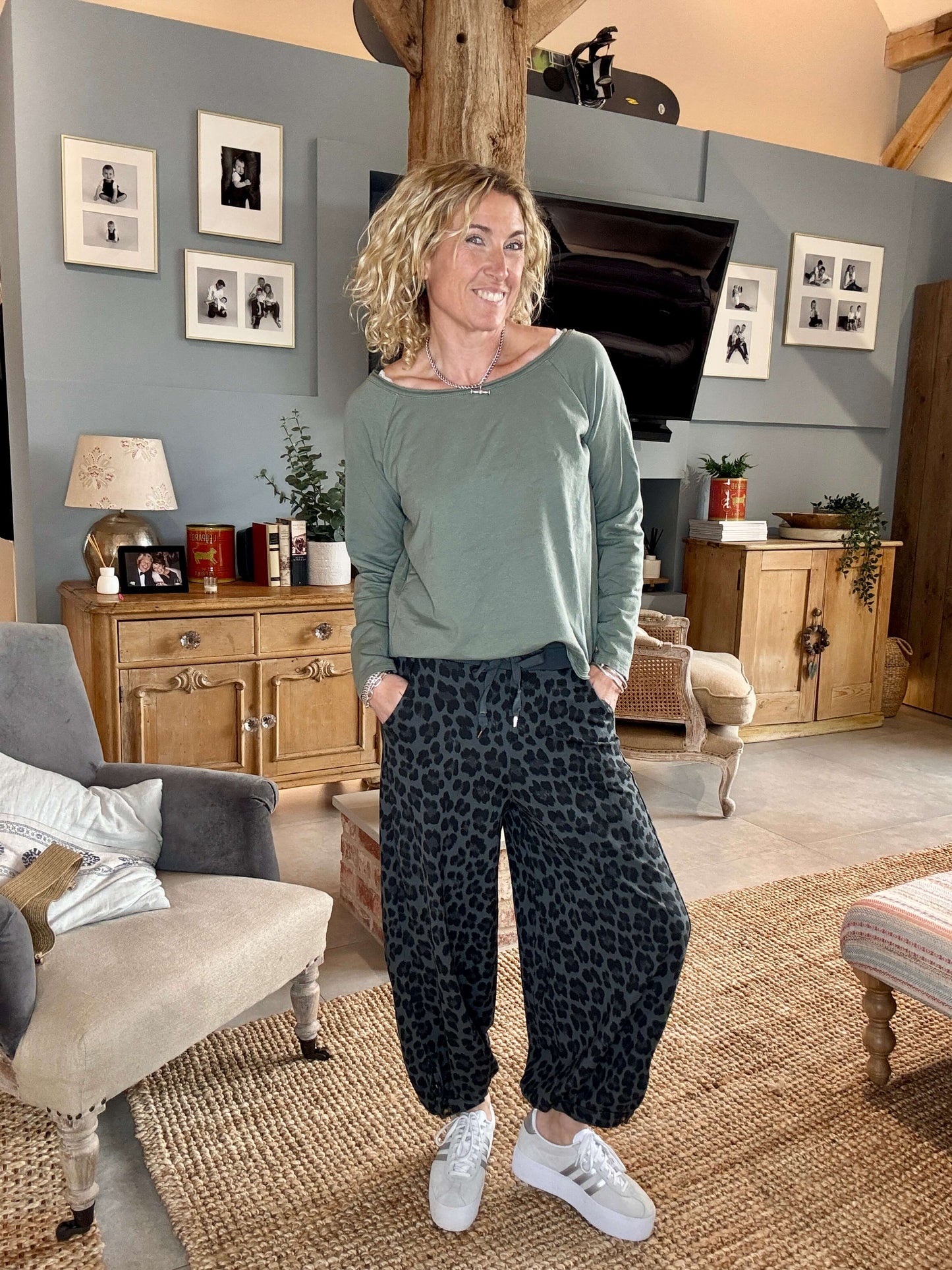 LA Grey Leopard Joggers