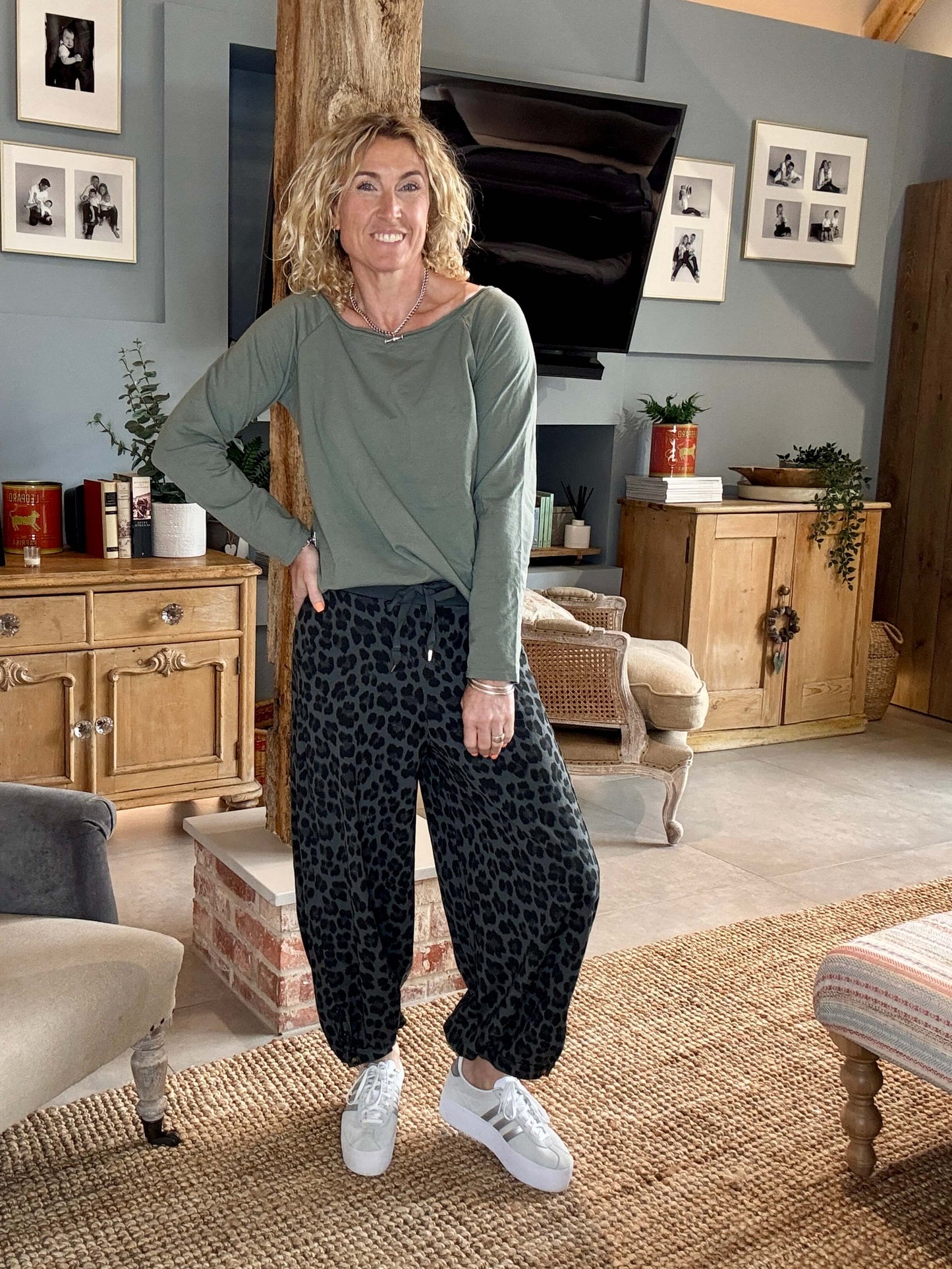 LA Grey Leopard Joggers
