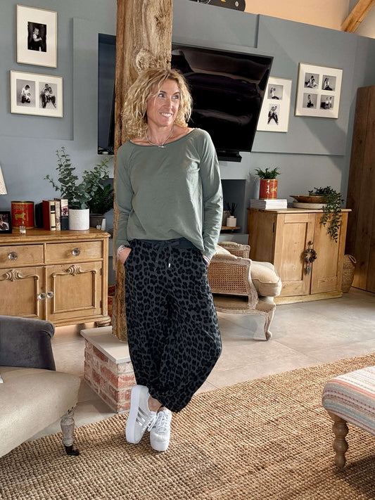 LA Grey Leopard Joggers