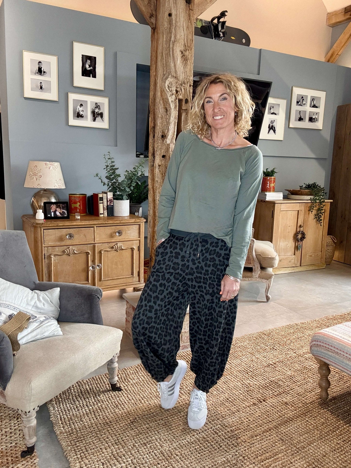 LA Grey Leopard Joggers