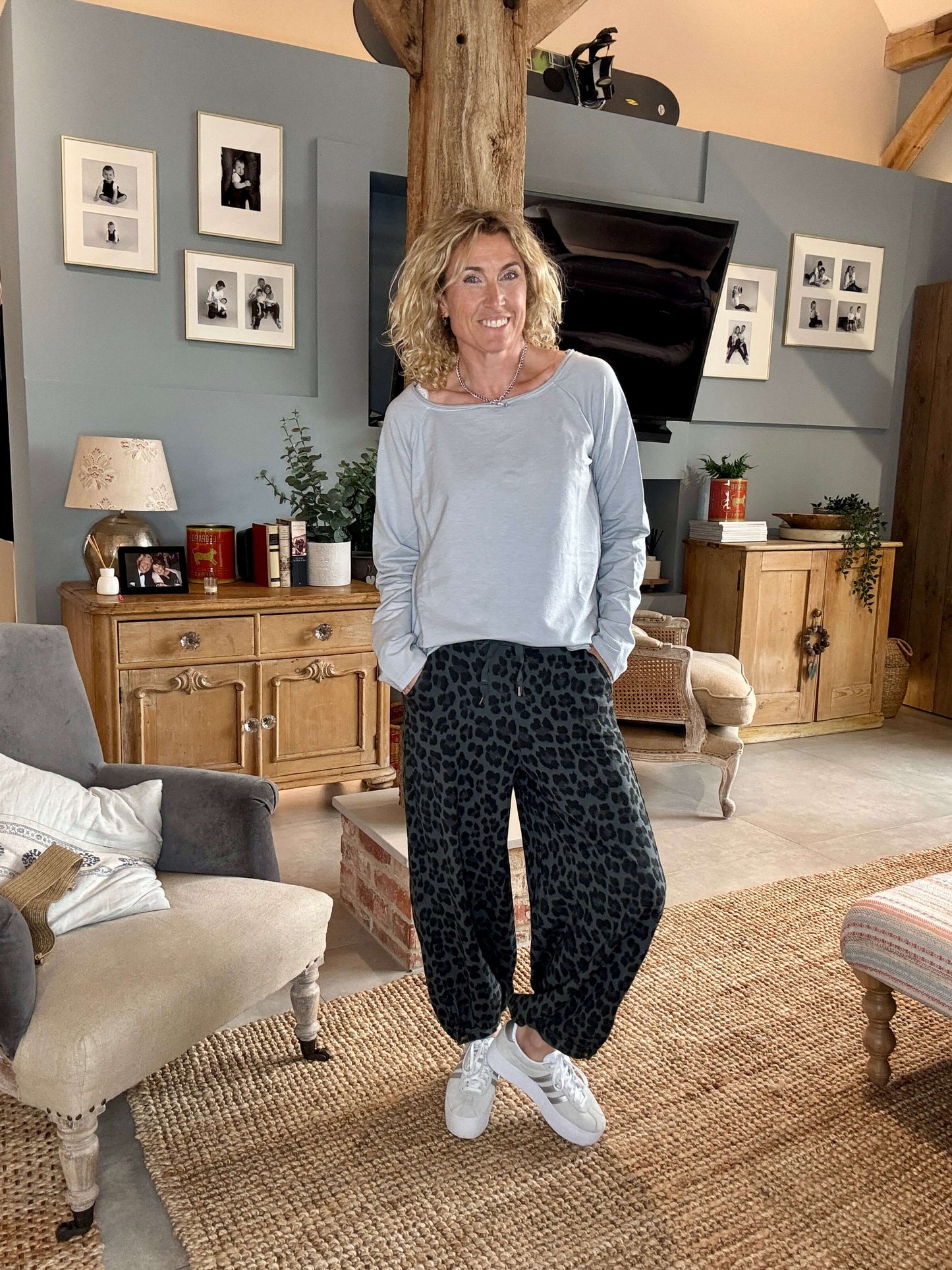 LA Grey Leopard Joggers
