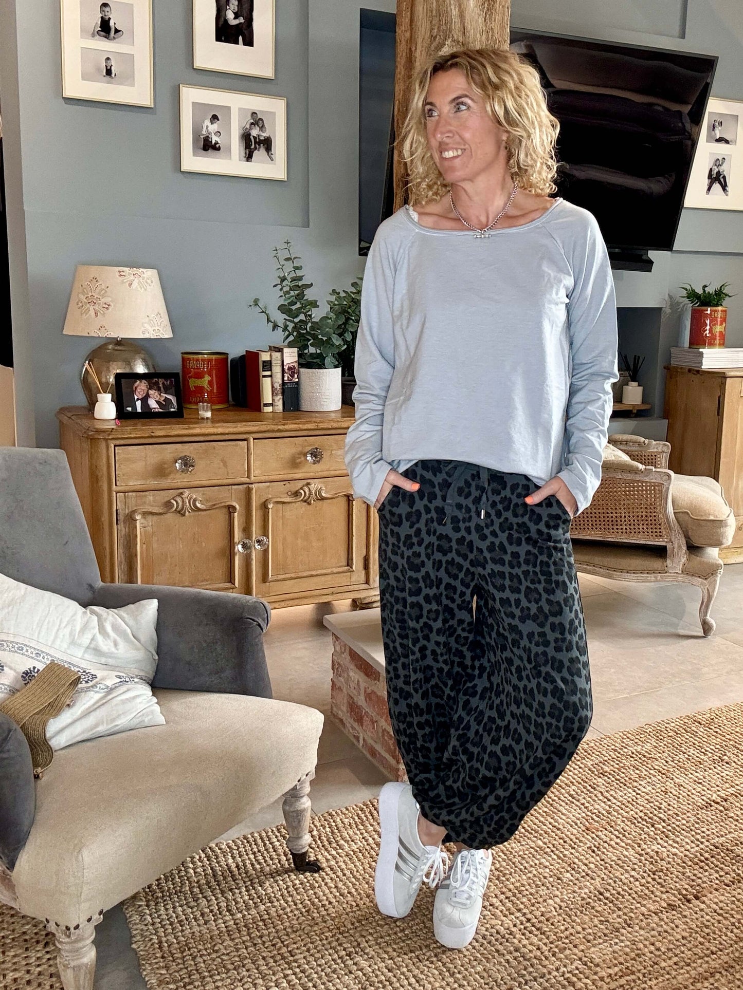LA Grey Leopard Joggers
