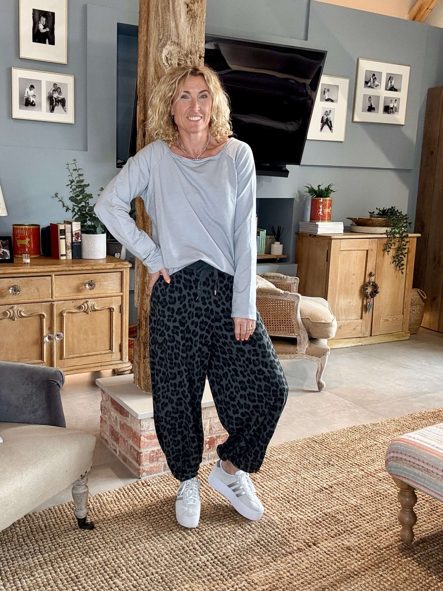 LA Grey Leopard Joggers