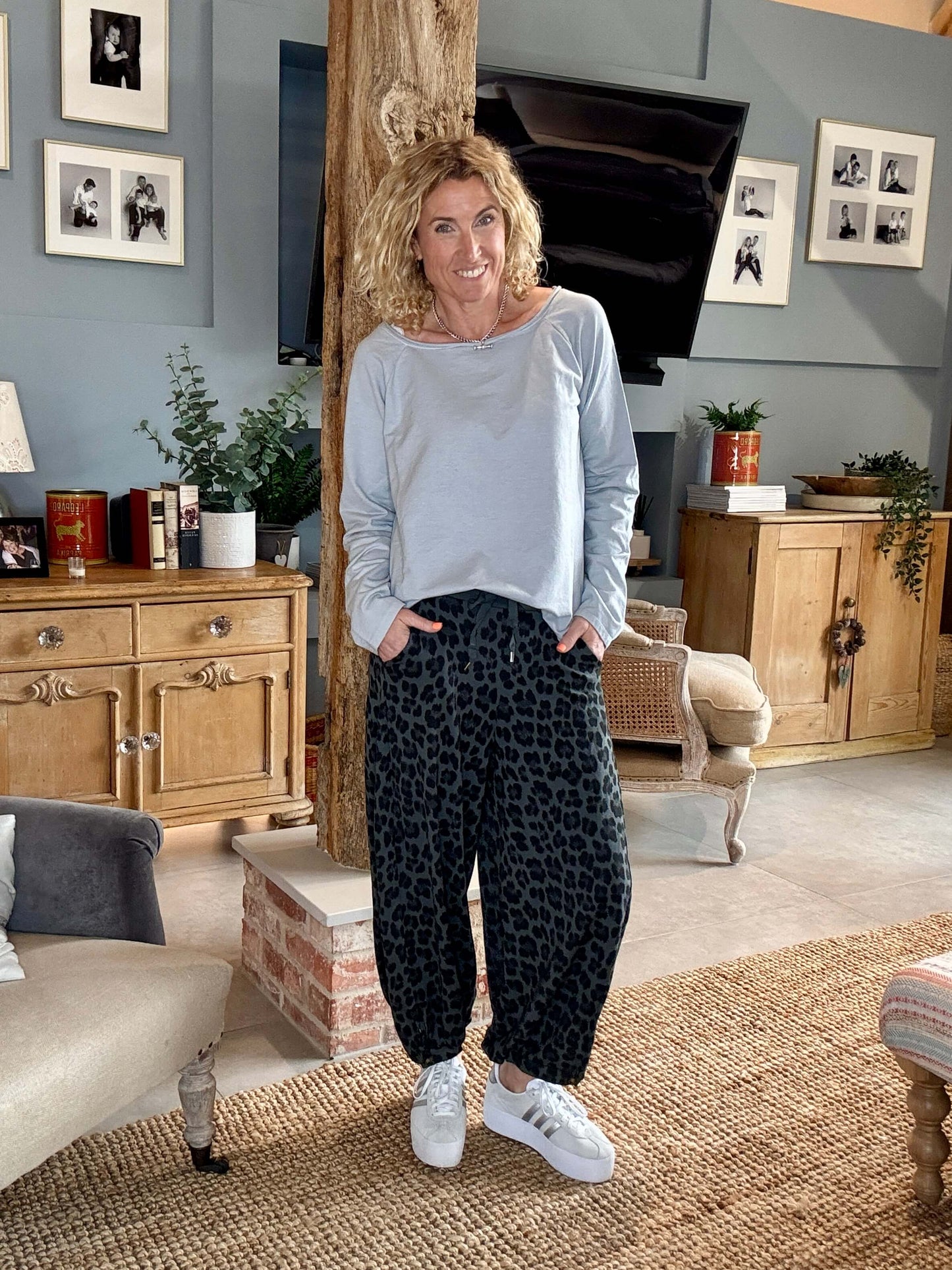 LA Grey Leopard Joggers