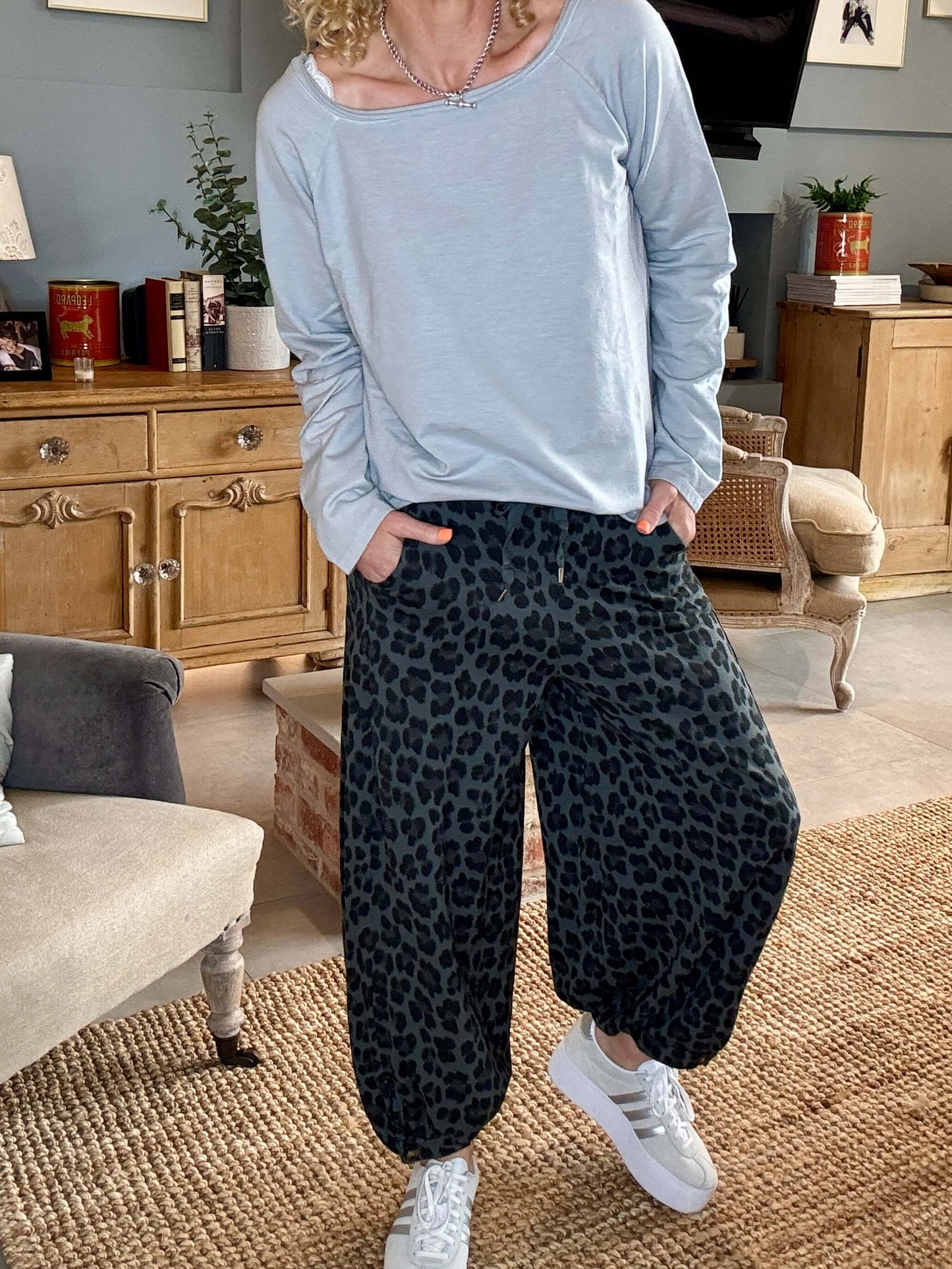 LA Grey Leopard Joggers