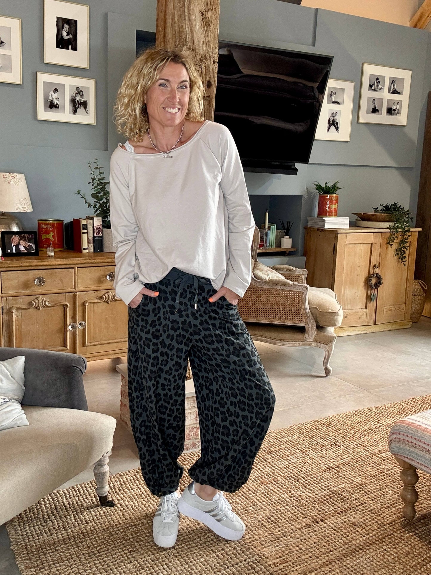 LA Grey Leopard Joggers